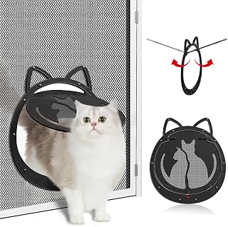 HIDROSIL Cat Screen Door with Lockable Magnetic Flap - 10x10 Inch Opening for Cats & Small Dogs up to 18lbs, Easy Install, Black