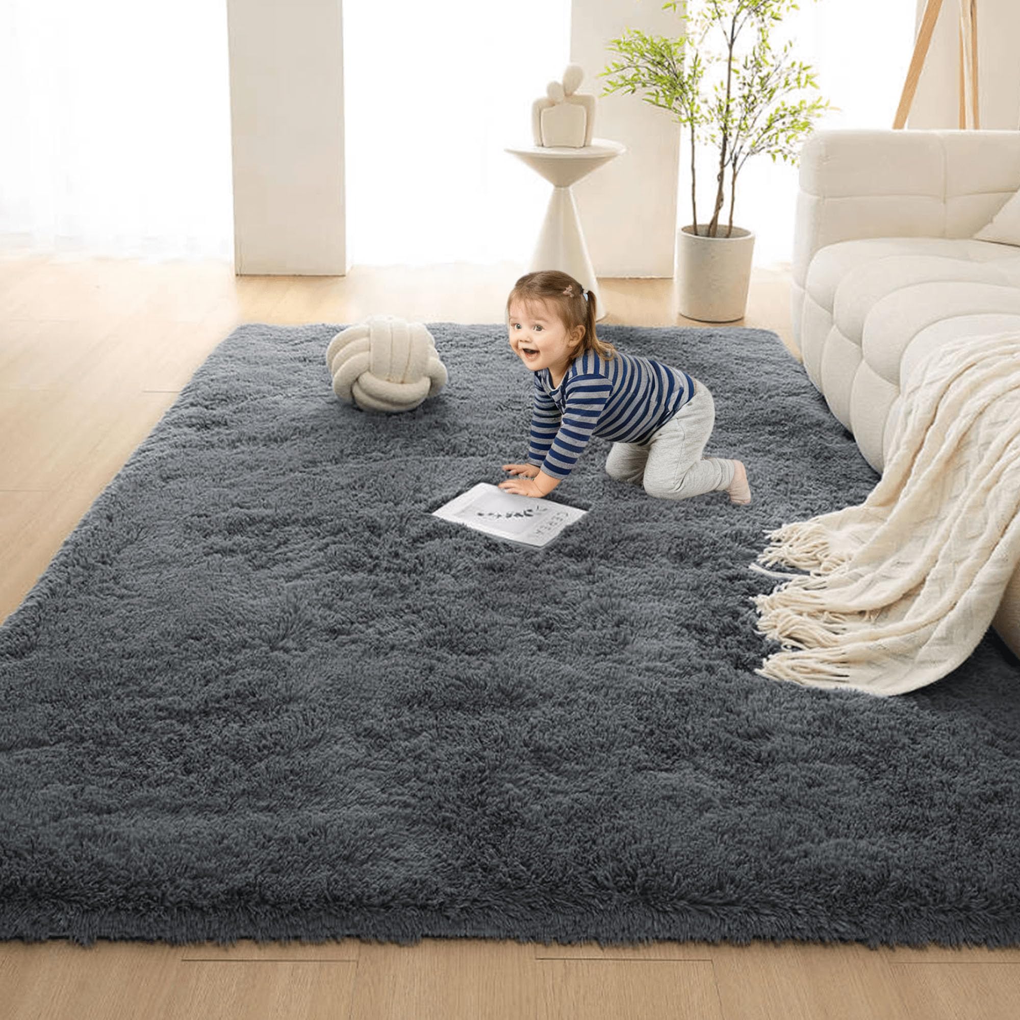 Tapis de chambre shaggy doux idéal pour bébé et salon familial