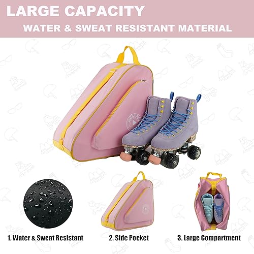 Miniatura 6 de Bolsa para Patines de Hielo, En Línea, Roller y Quad - Para Niños y Adultos Rosado/Amarillo,Albaricoque/Amarillo 016,Negro/Oro,Negro/Rosa