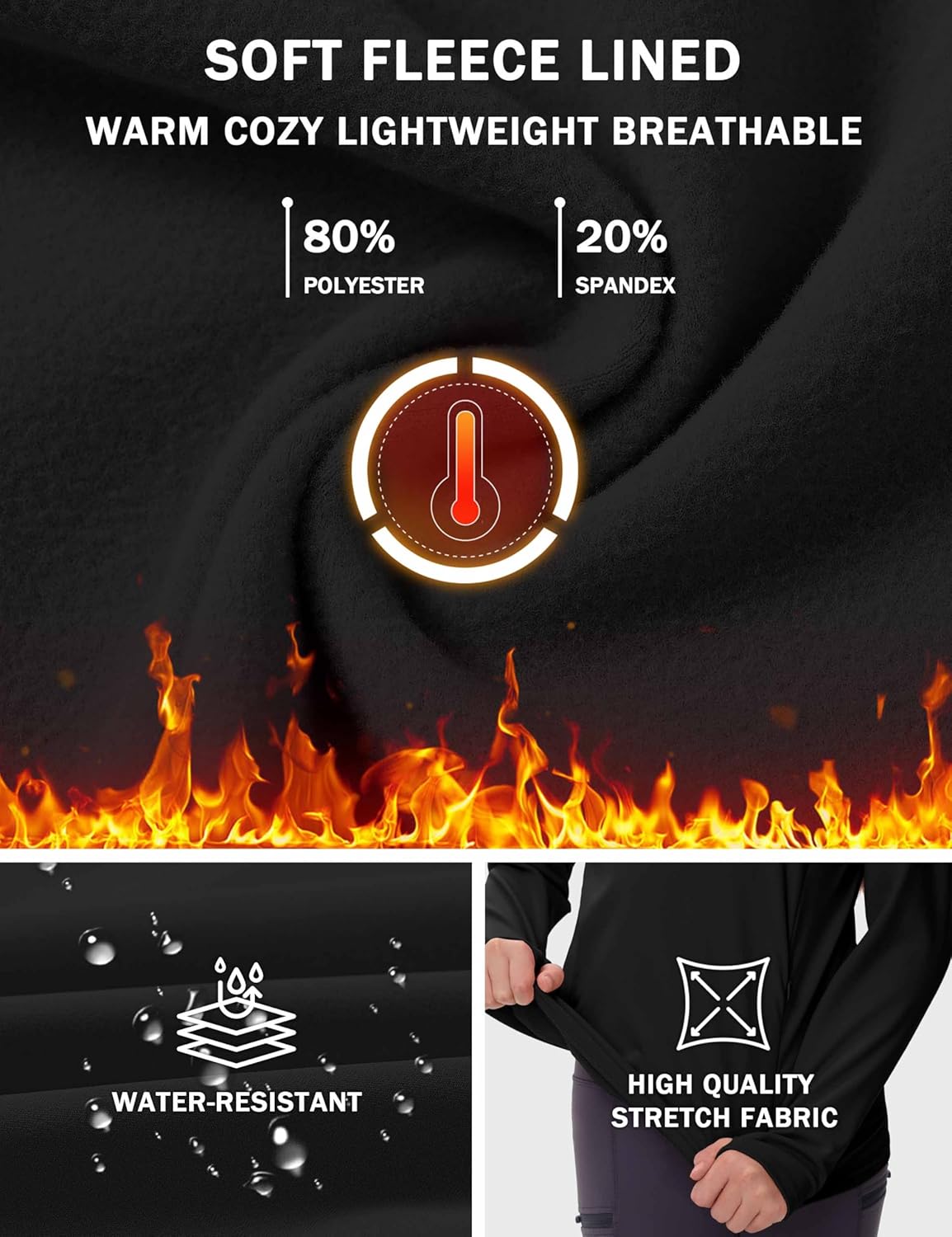 MoFiz Girls Long Sleeve Equestrian Riding Shirt Soft Thermal Half Zip Fleece Lined Jacket for Winter Horseback Riding Kids - Image 5