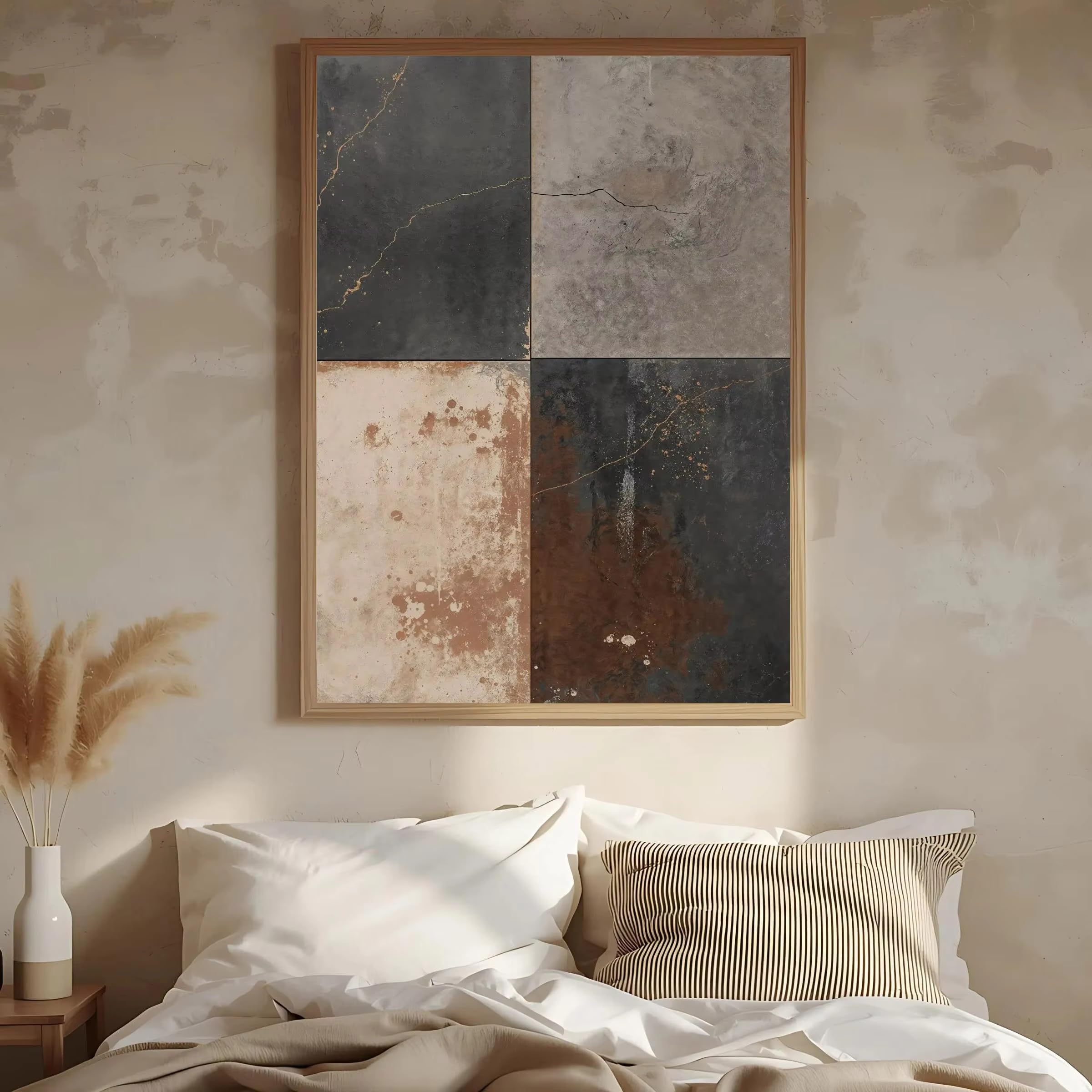 LTjiajuypd Stampe artistiche geometriche nordiche su tela, poster da parete per la decorazione della casa (60x85 cm - 3 pezzi)