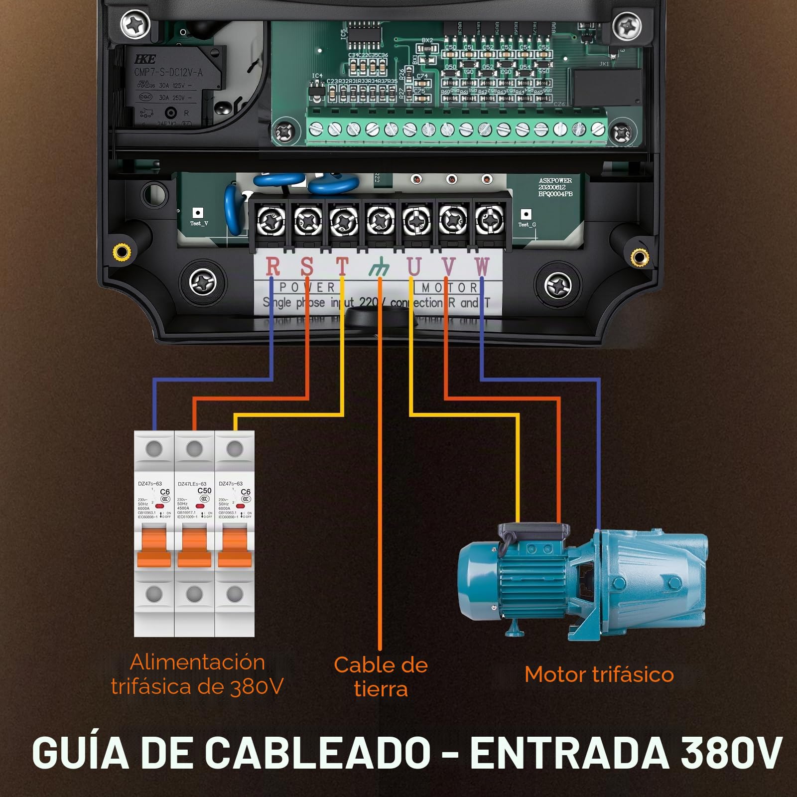 Bonvoisin Variador de Frecuencia Trifasico, 380V 2,2kW, Entrada Trifásica | VFD, 3HP, Regulador de Velocidad, Control Vectorial para Motor de Husillo CNC y Motores Industriales, Cable de Panel 100cm