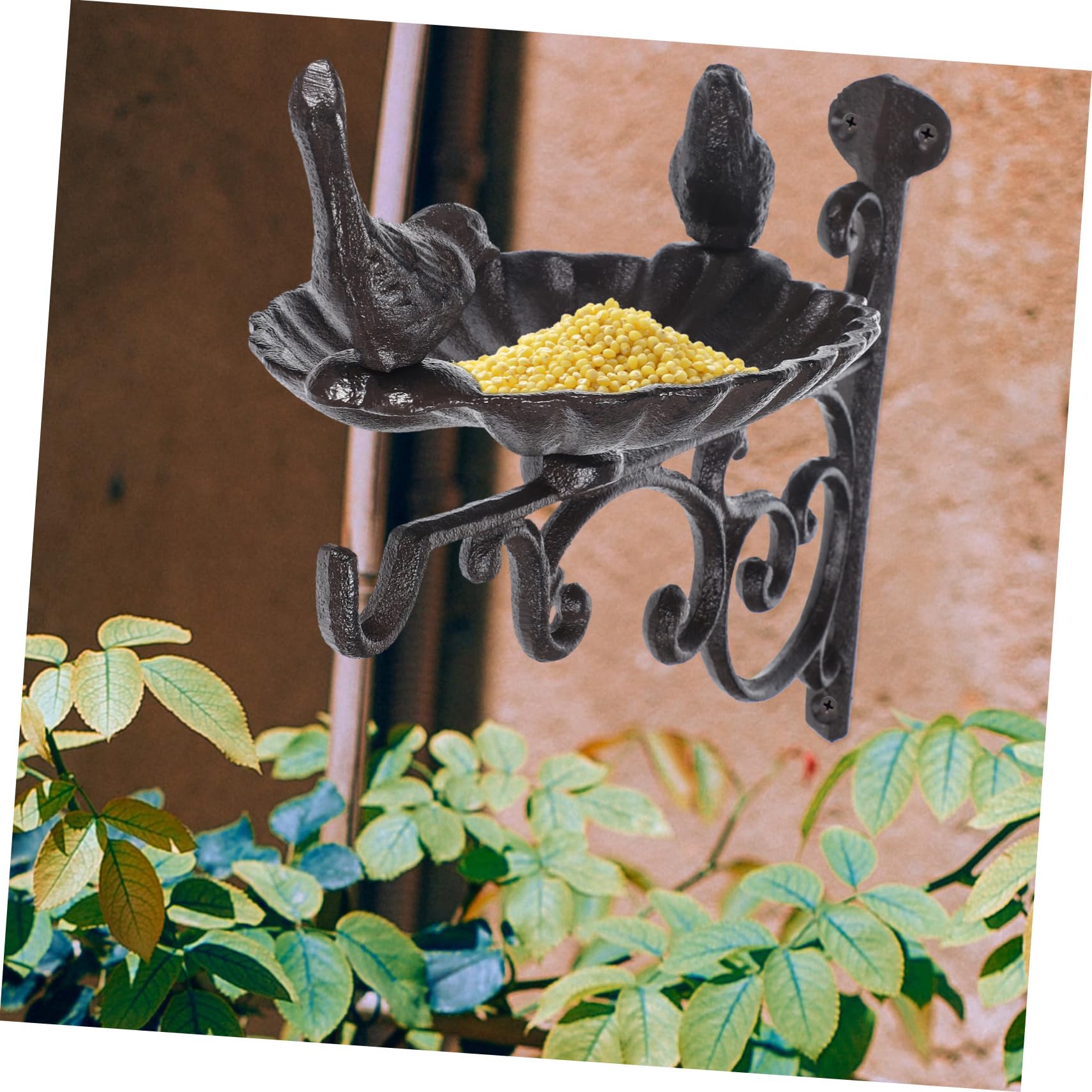 Soporte De Hierro Para Comederos De Pájaros y Bebederos Diseño Decorativo Para Jardín o Terraza Soporte De Pared Resistente y Para Aves