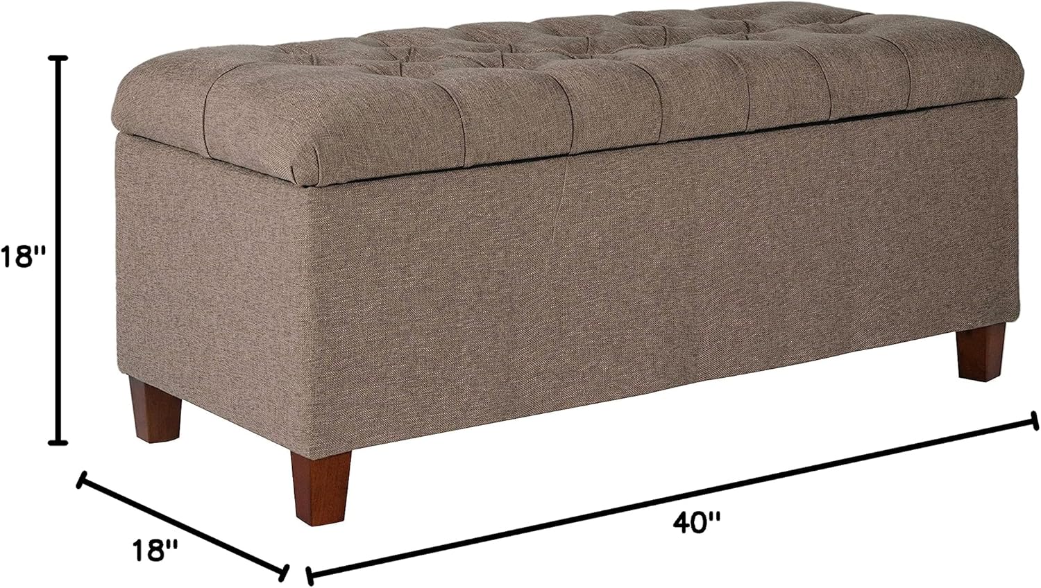 Brown Tufted Fabric Upholstered Wooden Storage Bench
