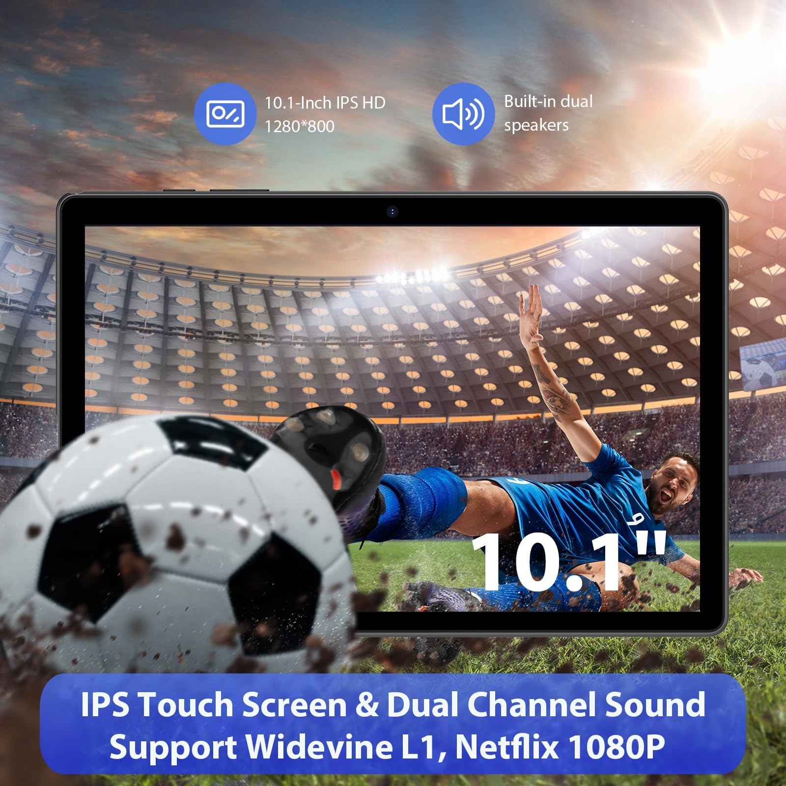 Android Tablet 10 Zoll, 36GB RAM 128GB ROM/1TB TF, 5G/2.4GHz WiFi, Octa Core, Widevine L1, Tablets mit Tastatur/Hülle/Kopfhörer/Maus/Touch-Stift