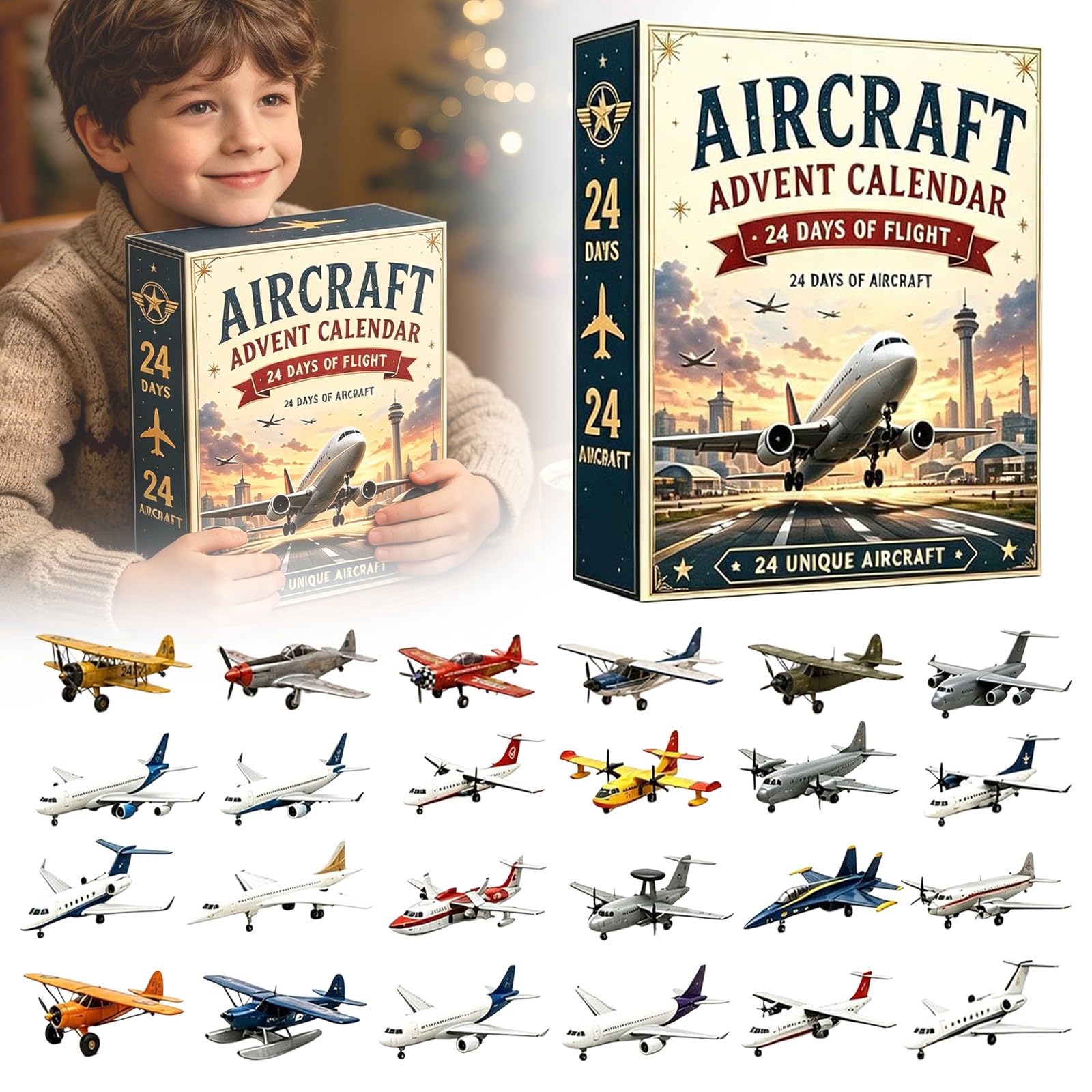 Aircraft Advent Calendar 2026, 24 Unique Airplane Models Planes Toy