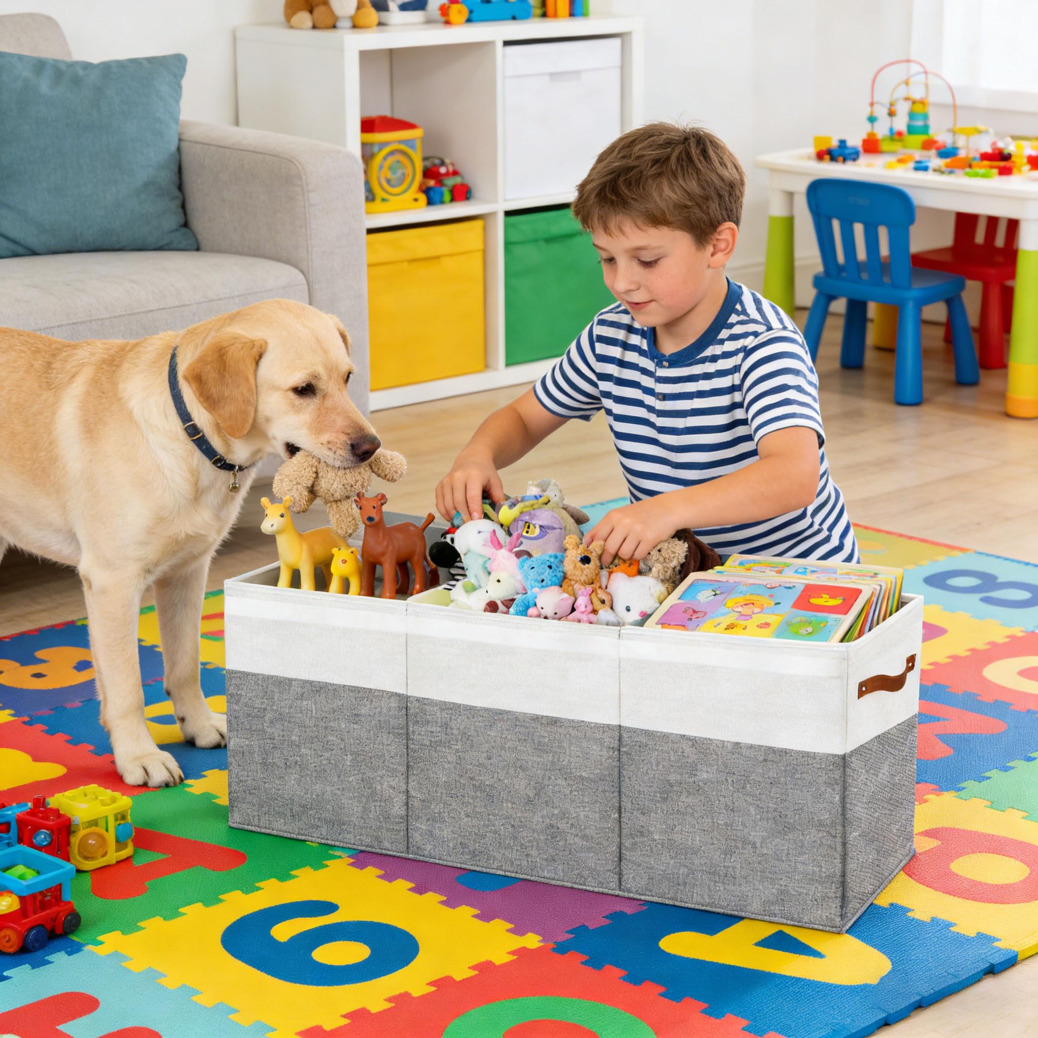 Grande capacité de 150 l, boîte de rangement pliable pour jouets pour enfants, compartiments réglables, matériaux, organisateurs de maison, grande capacité, taille S