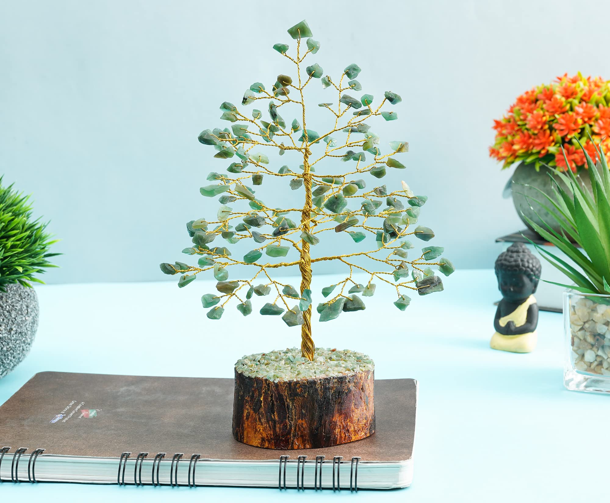 Crocon® Green Aventurine Healing Crystal Tree Bonsai, Desk Decor for Women Room & Office Decor Spiritual Gift Meditation Crystals for Home Decor Cute House Warming Gifts for Women Mom Birthday 7-8"