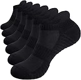 TANSTC Mens Socks,6 Pairs Anti-Blister Cushioned Breathable Cotton Athletic Ankle Running Sports Women Sock Black 5-7