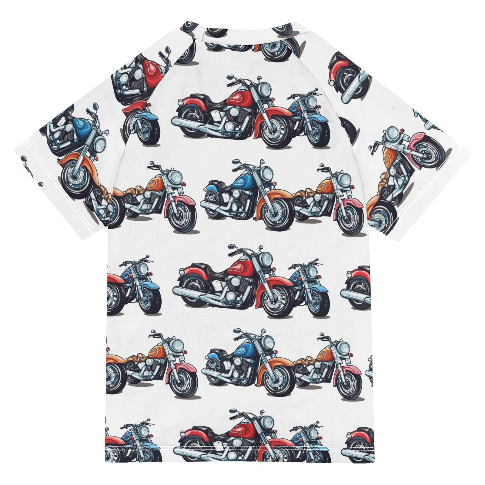 Girls Bathing Suit Short Sleeve Girls Rash Guard Top 7T Motorcycles White