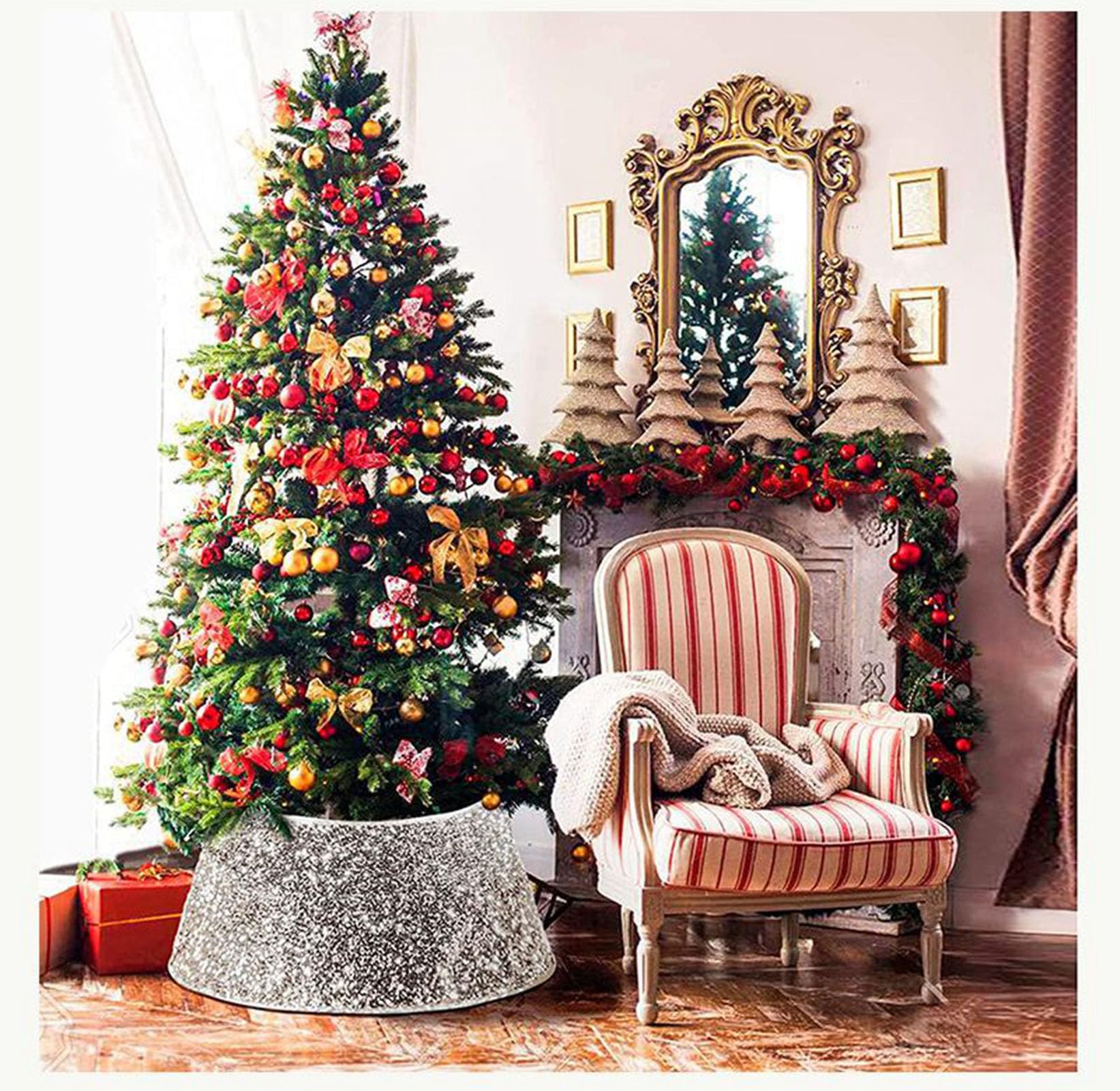 Couvre-Pied de Sapin de Noël à Paillettes Blanc