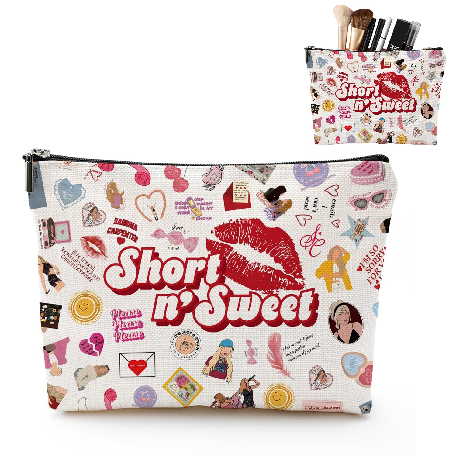 Singer Makeup Bag with Zipper, Make up Bags for Women Daughter Sister Friends Singer Merch Cosmetic Bag Musical Gifts for Music Lovers