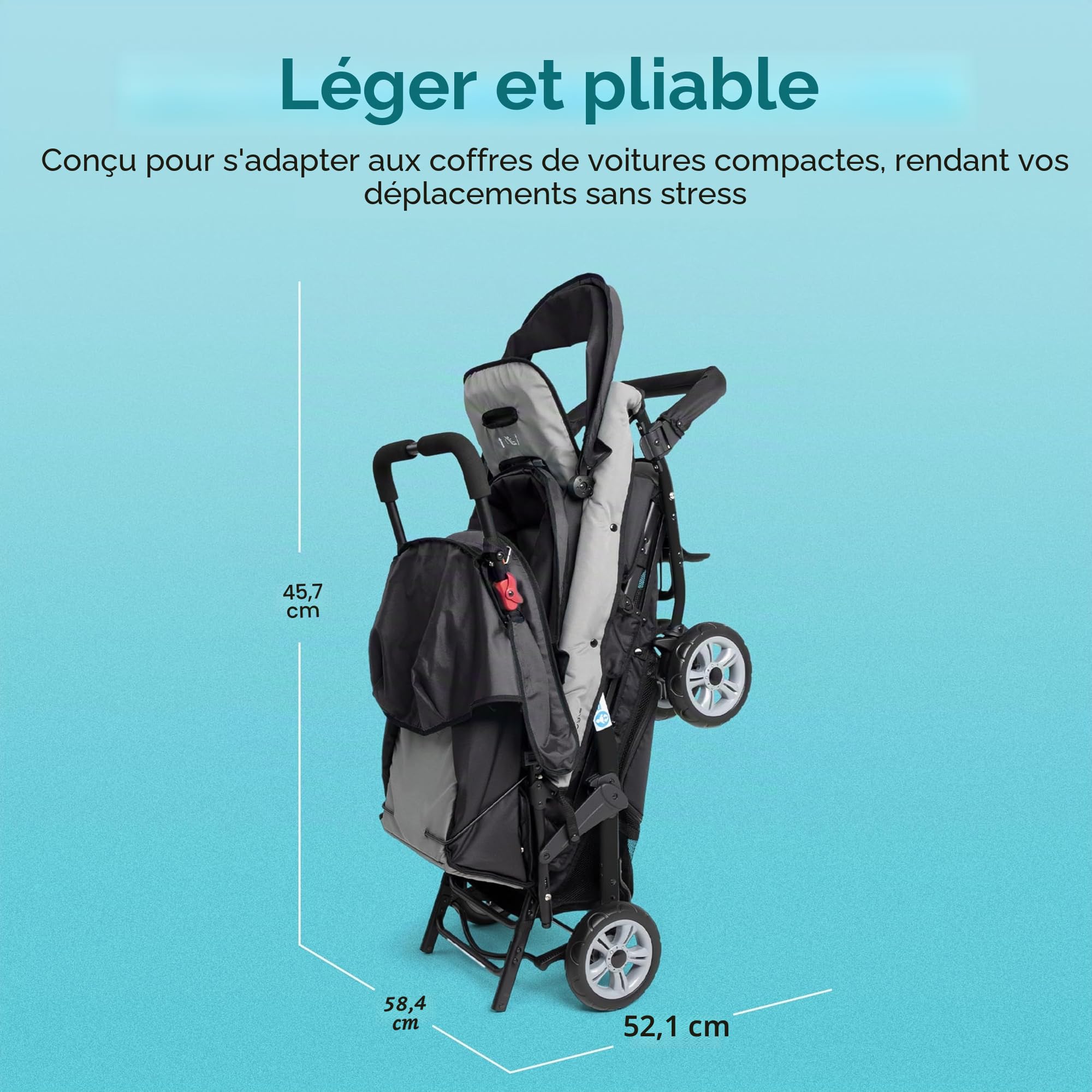 Gaggle Poussette triple Compass 3 places pour bébé et 2 tout-petits, noire