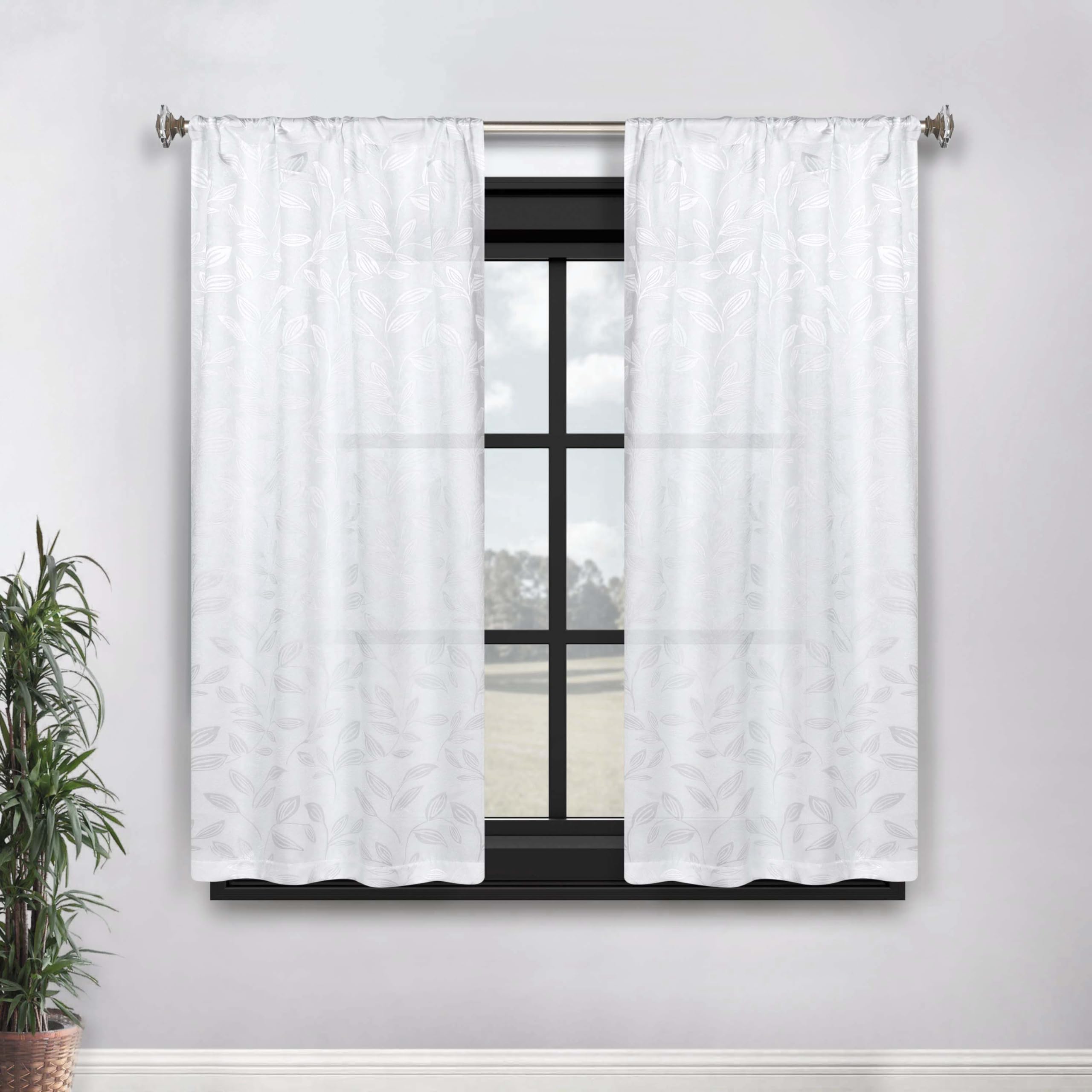 Rideaux occultants thermiques isolants Superior blanc motif feuilles pour chambre