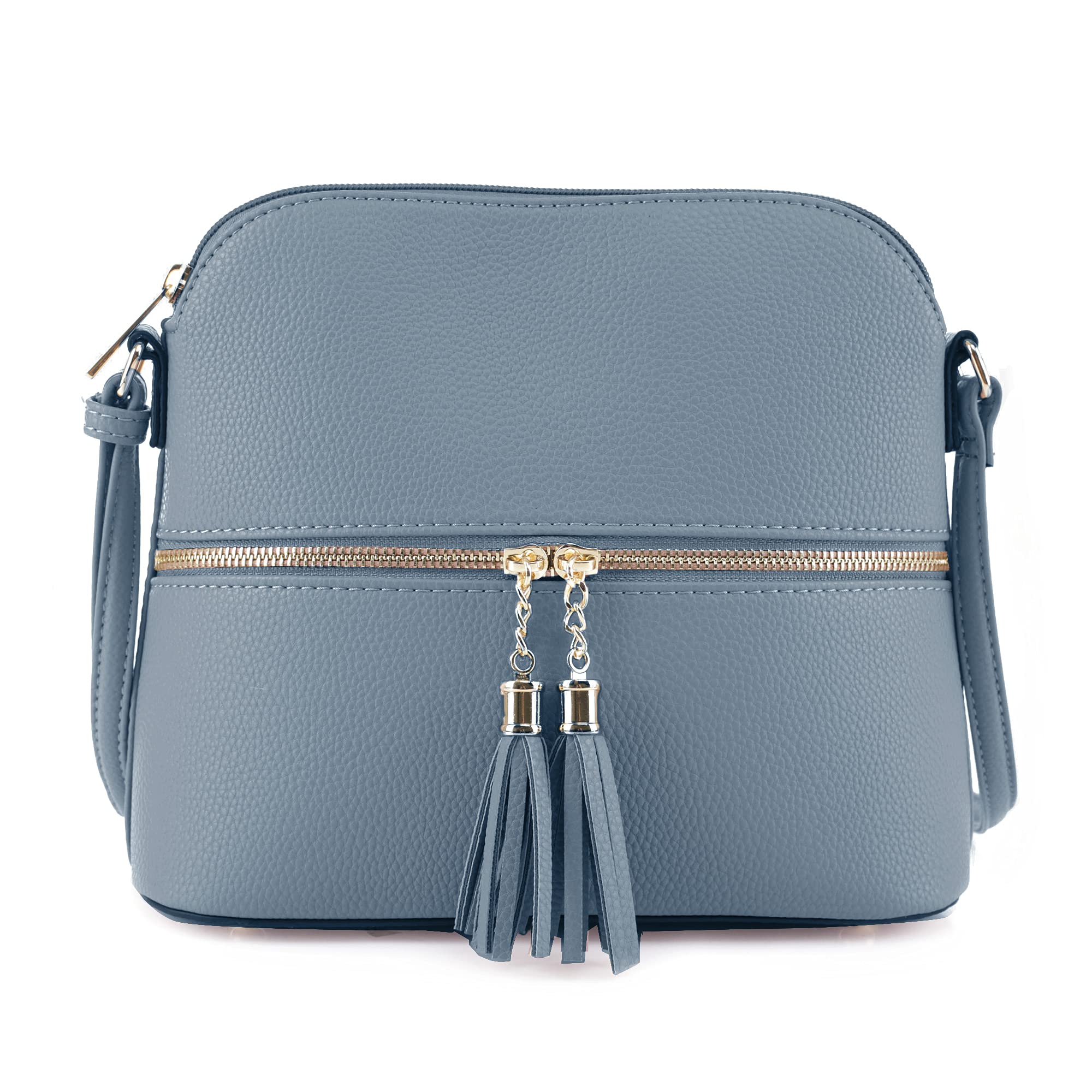 SG SUGU Lunar Lightweight Medium Dome Crossbody Bag Shoulder Bag with Tassel | Zipper Pocket | Adjustable Strap