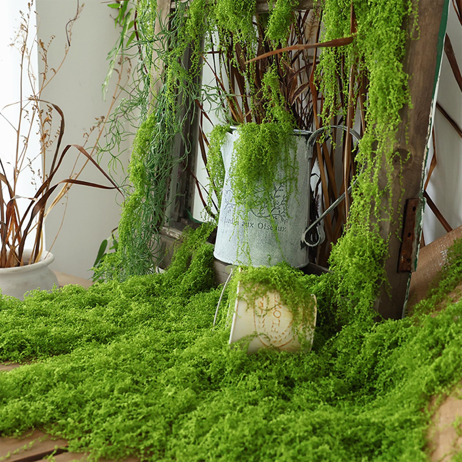 Muschio Finto per Decorazioni 100g, Muschio Stabilizzato Nylon, Artificiale Muschio Sintetico per Acquario Modellismo Terrario Casa Decori