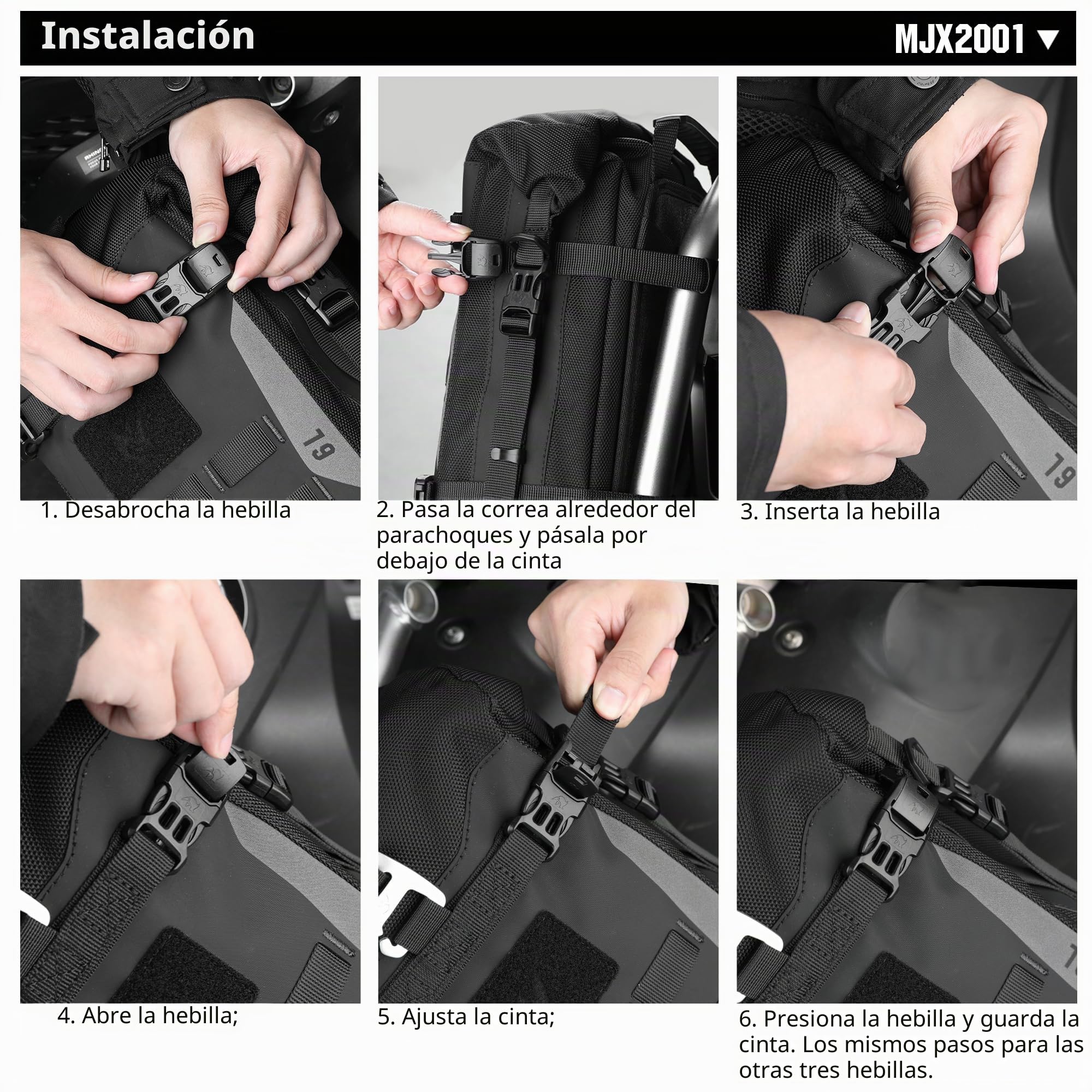 Rhinowalk Bolsa para parachoques delantero y lateral, bolsa trasera Molle, accesorios de motor, color negro