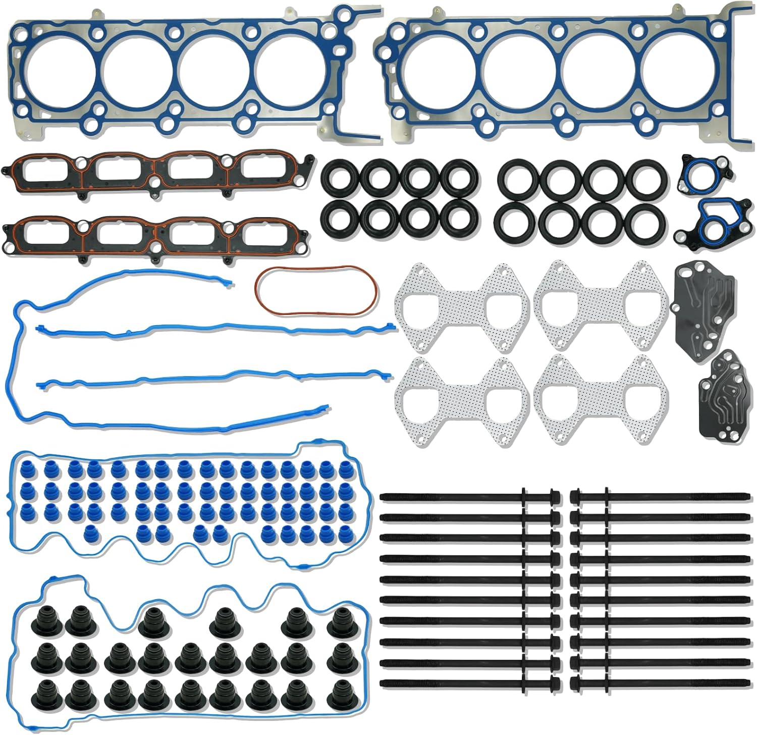 5.4 Triton Timing Chain Kit for Ford F150 F-150 2004-2006 Expedition F250 F350, for Lincoln Navigator Mark LT 2005 2006 5.4L 3V 3R2Z-6A257-DA 3R2Z6A257DA Head Gasket Set Timing Kit Cam Phasers
