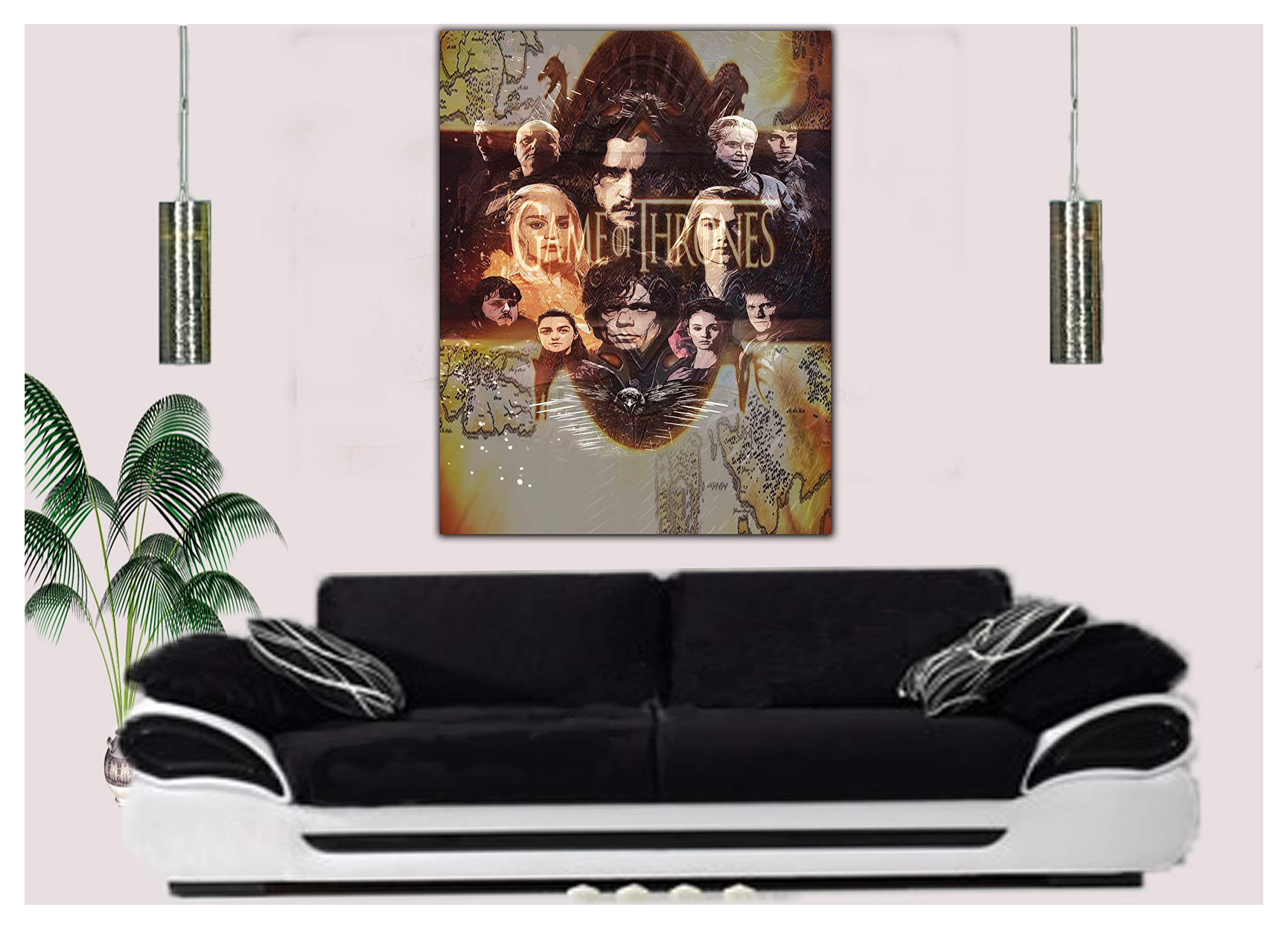 Cartel de la película Juego de Tronos impreso en lienzo enmarcado para decoración del hogar, Lienzo de tela., 40’’ x 30’’ inch( 102x 76 cm )-38mm depth