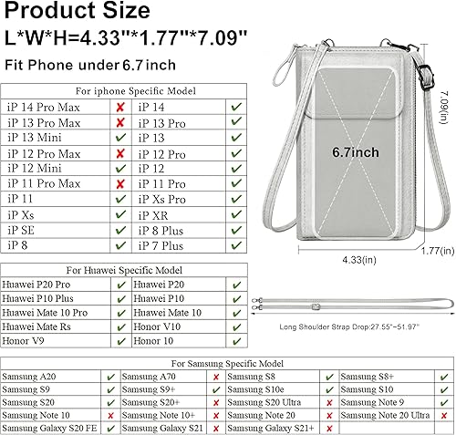 Miniatura 3 de KUKOO Bolsos cruzados pequeños para mujer de piel sintética para teléfono celular con ranuras para tarjetas de crédito