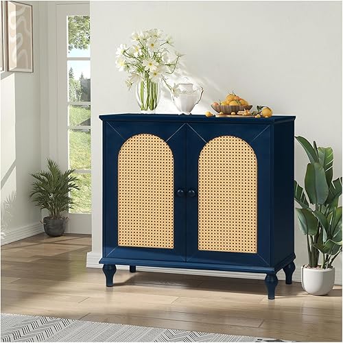 Armario de almacenamiento de ratán con estantes de almacenamiento y puertas, estantes ajustables, armario independiente para entrada, sala de estar, disponible en Yaxa El Salvador