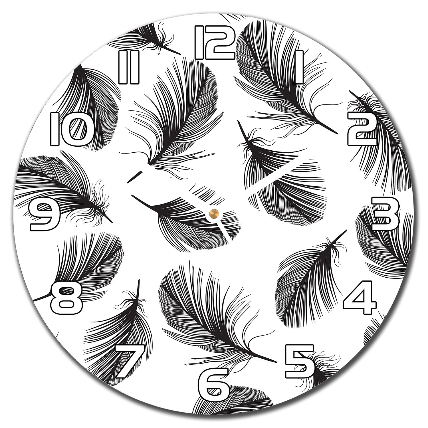 Horloge en Verre Murale au Motif de Plumes pour Sublimer la Décoration du Salon