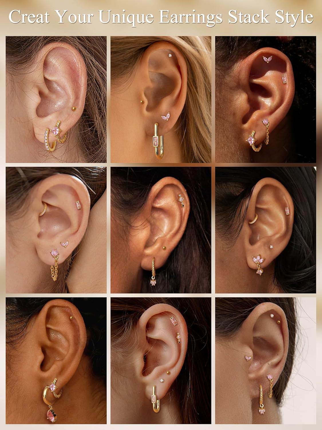 Sanfenly Stud Earrings Small Gold Hoop Earrings Set for Women Flat Back Earring Hypoallergenic Cartilage Earring Lightweight Dainty 14K Gold Stud Earrings for Multiple Piercing Set (Single 13 PCS) - Image 4