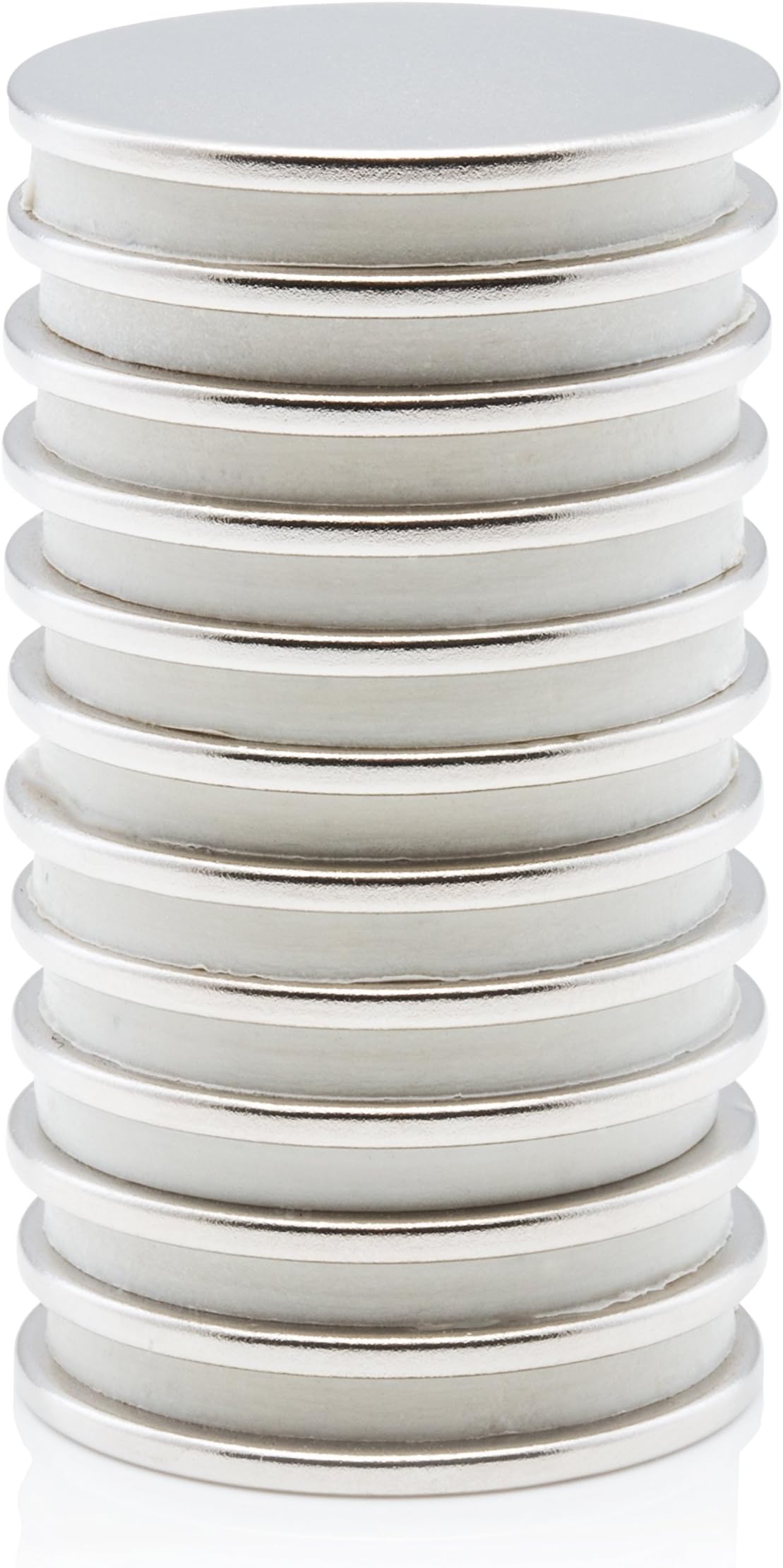 Super Magnet Neodymium Rare Earth Strongest Grade N52 NdFeB Permanent Nickel Coated Disc Magnets, 8.8lbs Pull Force, 1.26”DX0.08’’H, Set of 12