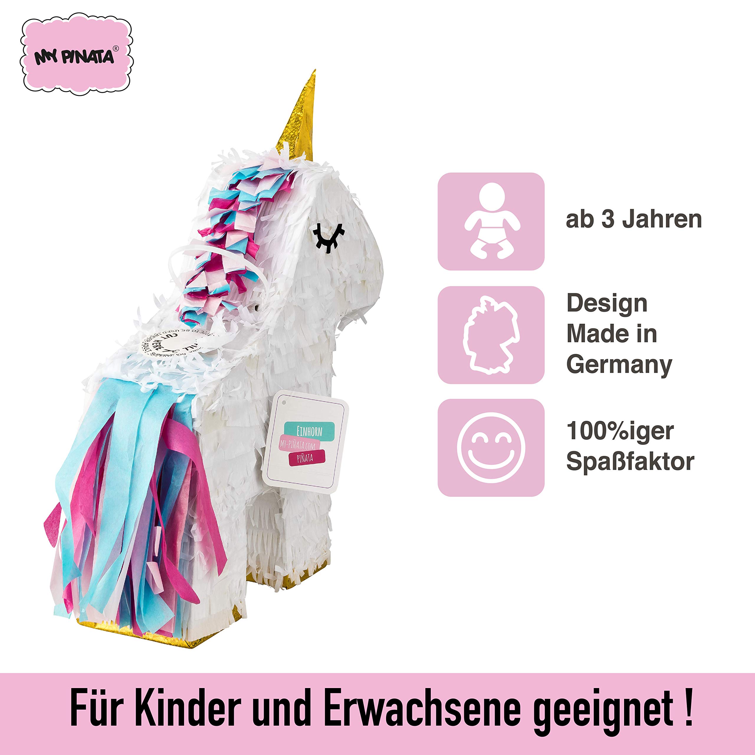 TIME FOR FIESTA MY-PIÑATA PIÑATAS & MORE Pinata unicorno da riempire con caramelle, perfetto per il compleanno dei bambini, come idea regalo o come gioco di nozze