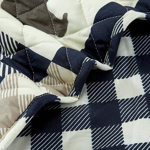 Miniatura 6 de Market & Place Juego de edredón reversible de 3 piezas con funda  Juego de edredón de cabina Queen  Ropa de cama rústica de oso búfalo  Colección