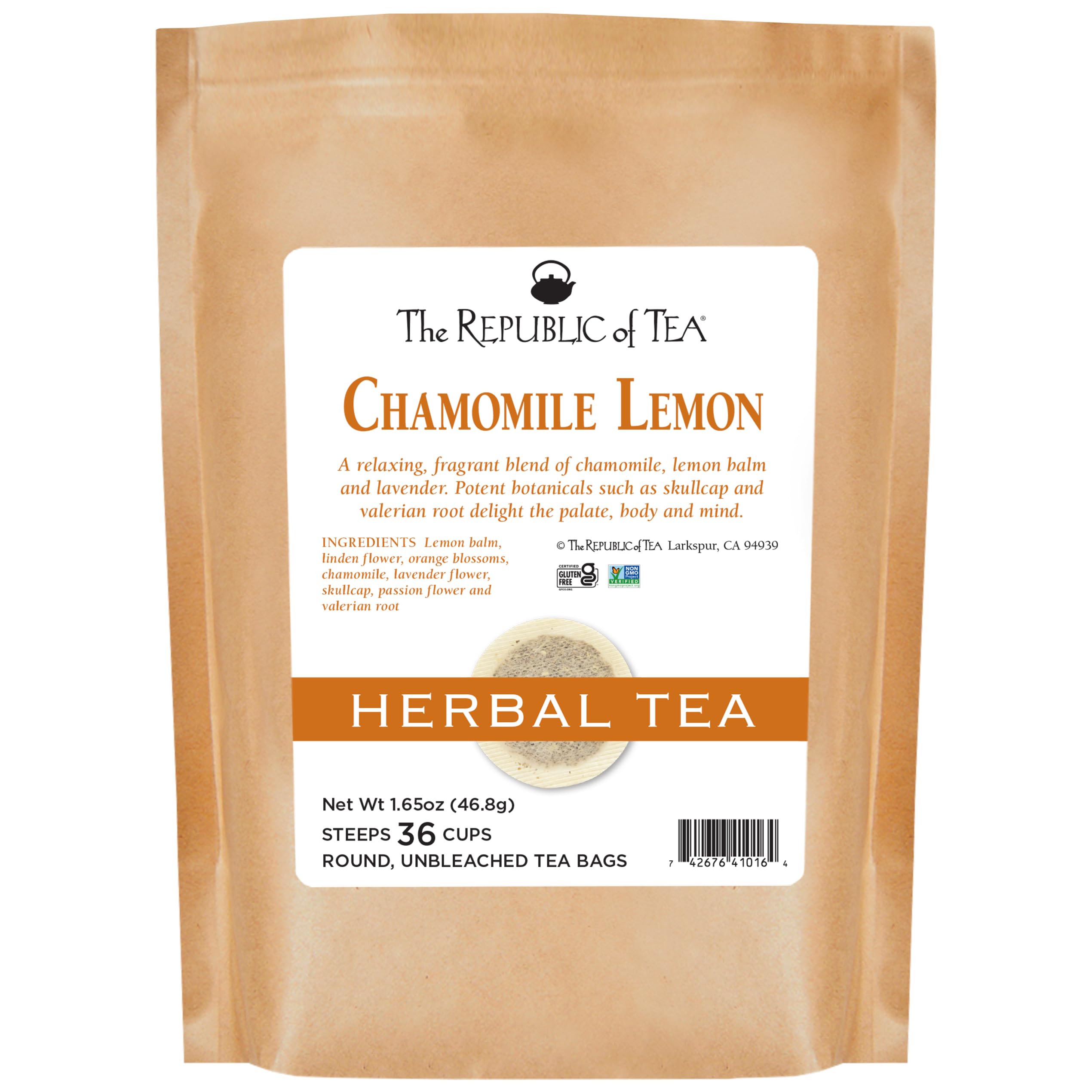 The Republic of Tea Chamomile Lemon Herbal Tea, 36 Tea Bag Refill