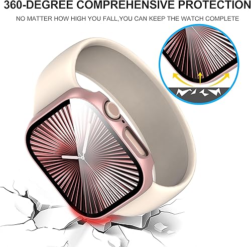 Vista 59 de Paquete de 2 fundas protectoras de pantalla de vidrio templado para Apple Watch Series 6/5/4/Series SE/SE 2/SE 3 de 1.575 pulgadas, funda protectora