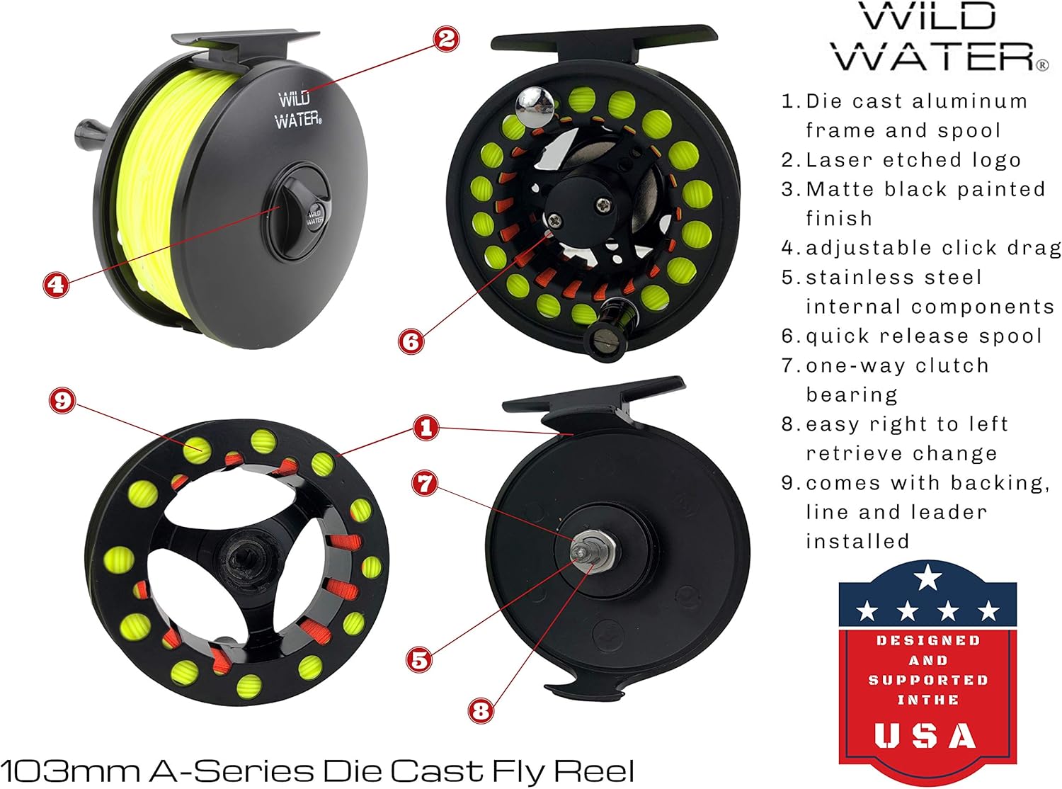 Wild Water Fly Fishing 9 Foot, 4-Piece, 9/10 Weight Fly Rod Deluxe Complete Fly Fishing Rod and Reel Combo Starter Package with Freshwater Flies : Sports & Outdoors