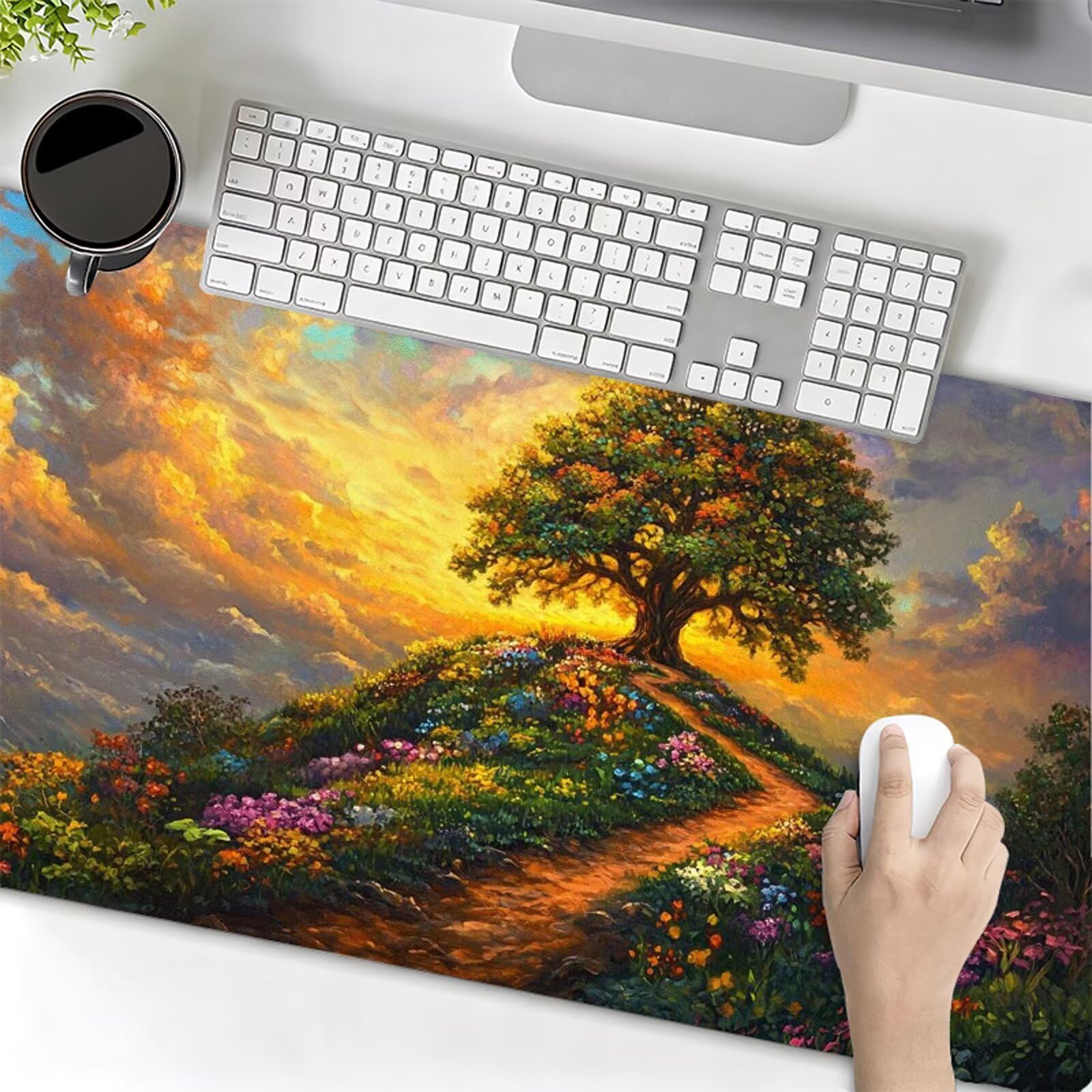 Podkładka pod mysz xxl 1200x600x3mm podkładka pod mysz drzewo życia podkładka pod mysz kolor poprawia precyzję i szybkość, wodoodporne antypoślizgowe, szyte krawędzie, akcesoria do gier, komputer, gry