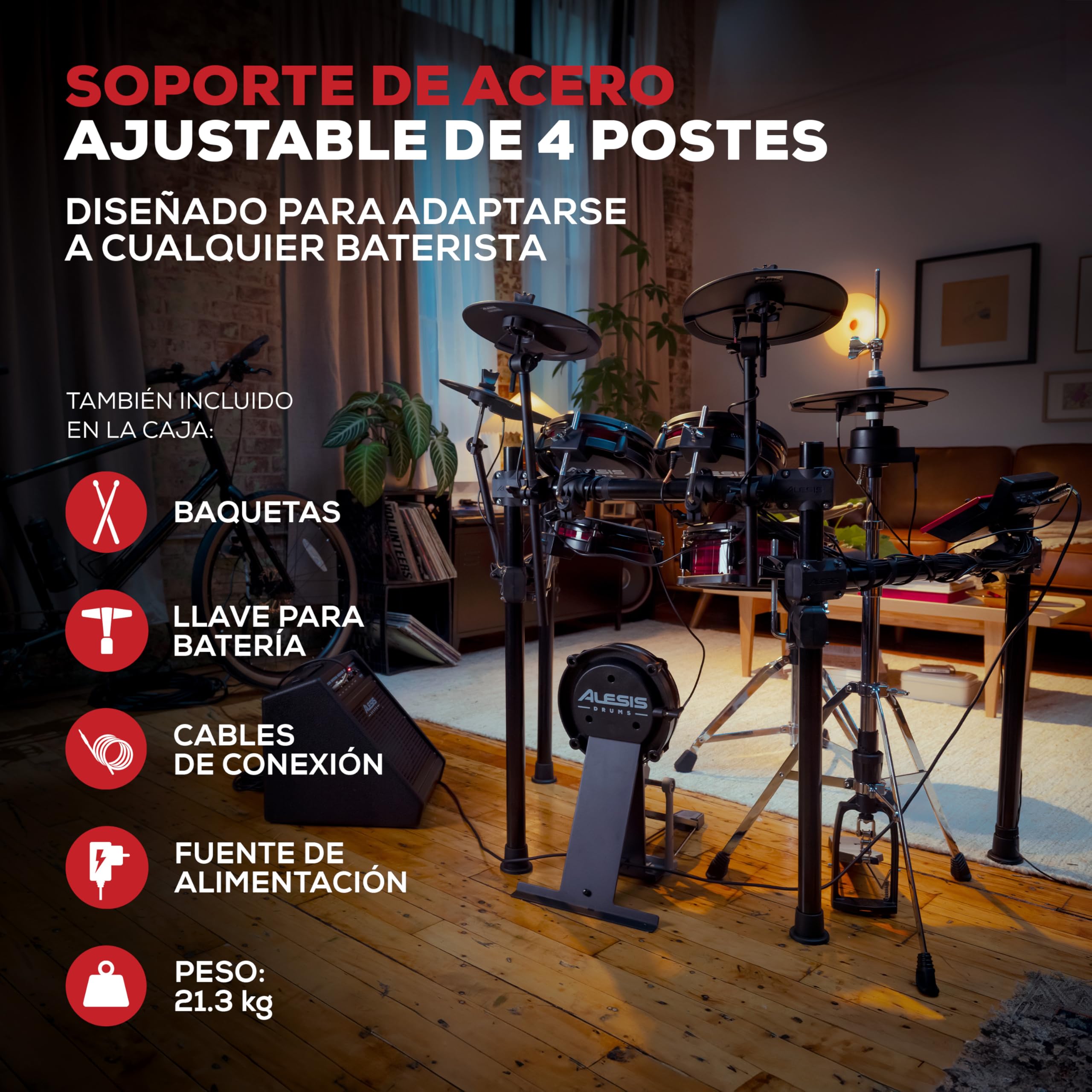 Alesis Nitro Ultimate Batería Electrónica con Pads de Malla de Doble Zona, Hi-Hat Independiente, 640 Sonidos BFD Auténticos y 52 kits, Bluetooth, Drumeo, USB MIDI, Compatible con Doble Bombo | 52 kits, 640 sonidos Plus, audio Bluetooth, Hi-Hat montado en