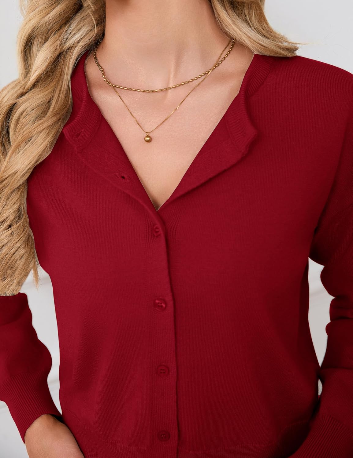 Cropped Cardigan Sweaters Long Sleeve Button Down Knit Sweater for Women - Image 4