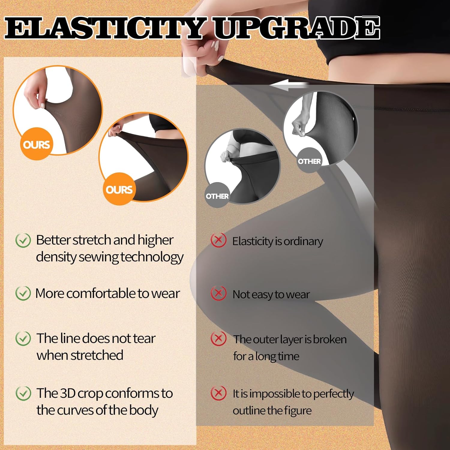 2 Pairs Plus Size Fleece Lined Tights Womens- Winter Warm Fake Translucent Thermal Pantyhose leggings - Image 5