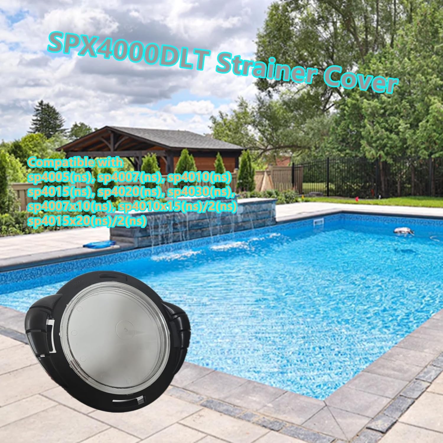 SPX4000DLT Strainer Cover Replacement for Hayward Northstar Pool Pump Lid, Includes Black Lock Ring, O-Ring and Transparent See Thru Strainer Cover, Black