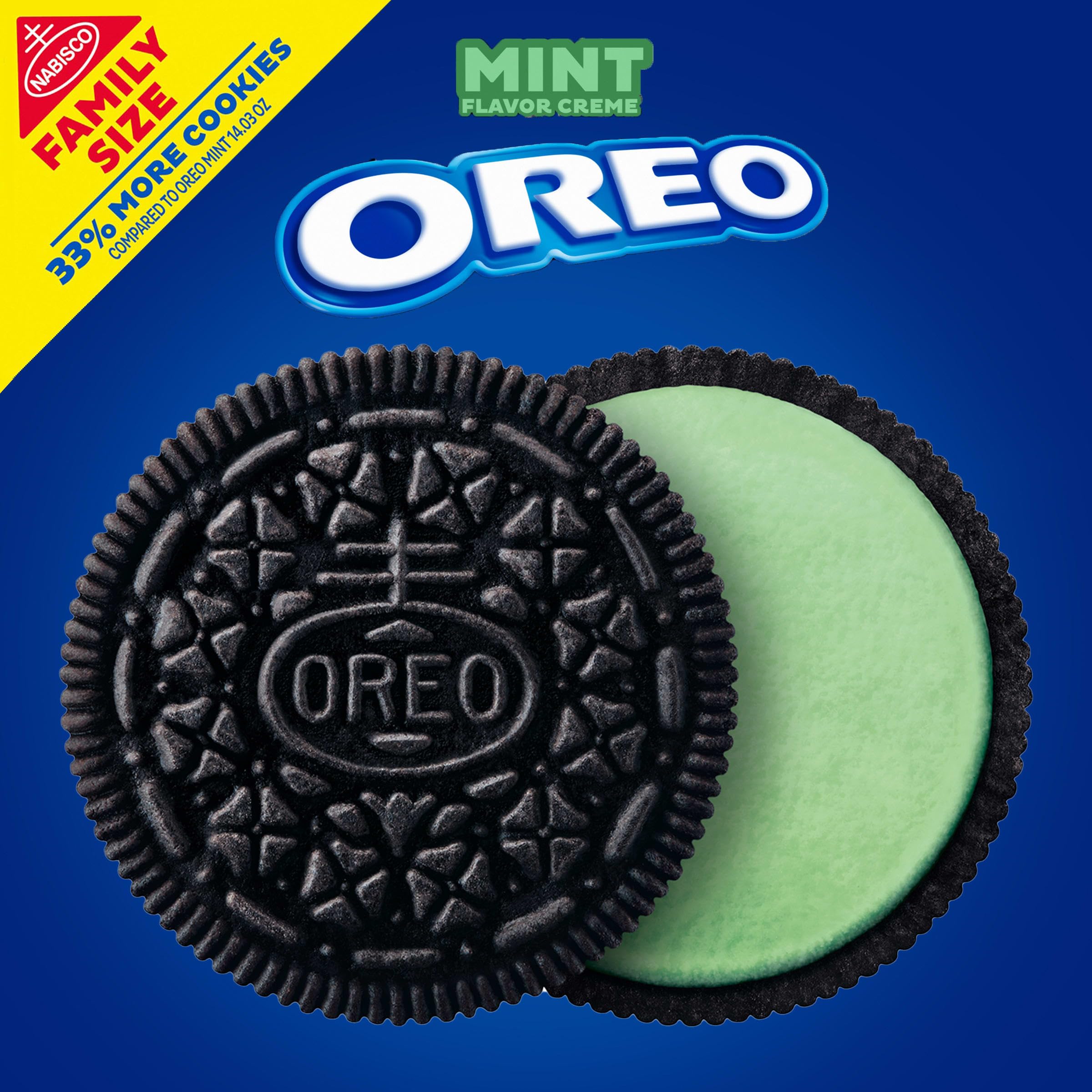 OREO Biscotti sandwich al cioccolato con crema alla menta, formato famiglia, 530 g
