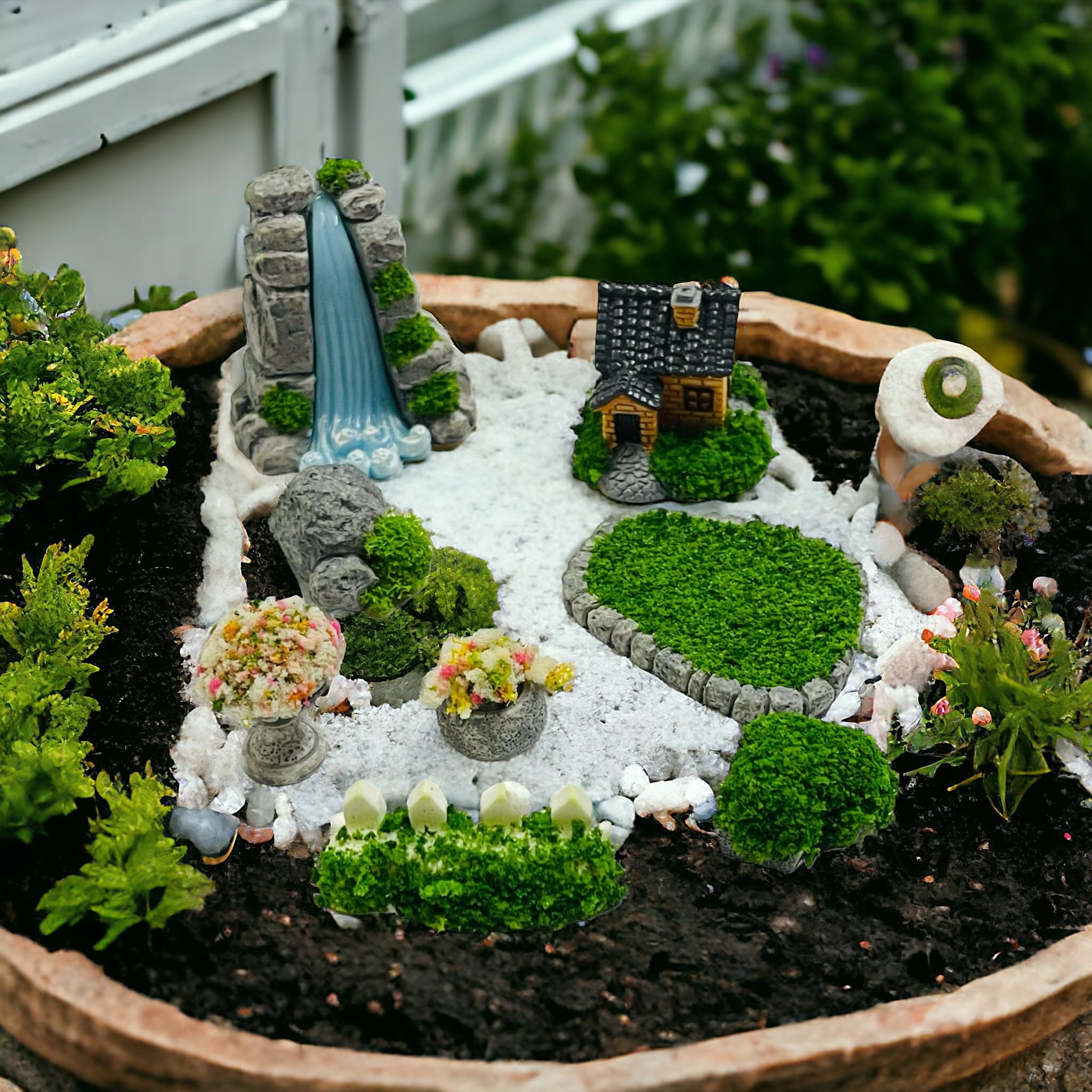 Moira Pack of 8pcs Landscaping Theme Miniature Items for Dollhouse Decor, Model Making, Craft Activity, Cake Topper, Plant Decoration, Fairy Gardens, Terrarium, Aquariums - Image 2 thumbnail