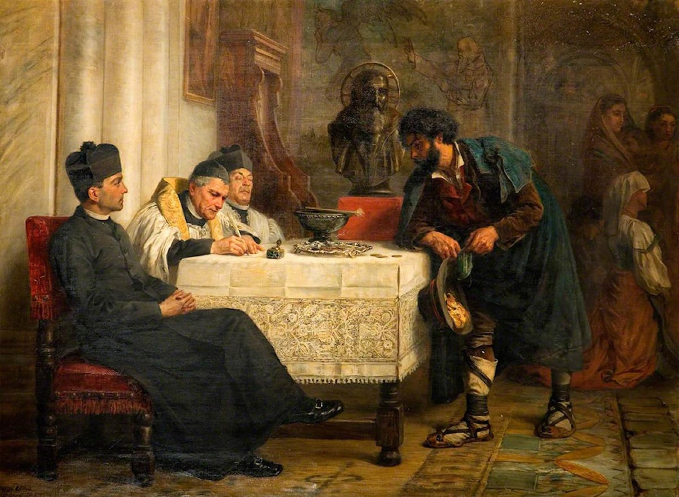 ARTXLXXBN Famous Print Painting Colorful Art Print Peter's Pence by Edwin Longsden Long Canvas Art Decorations for Home Decor 60x90cm