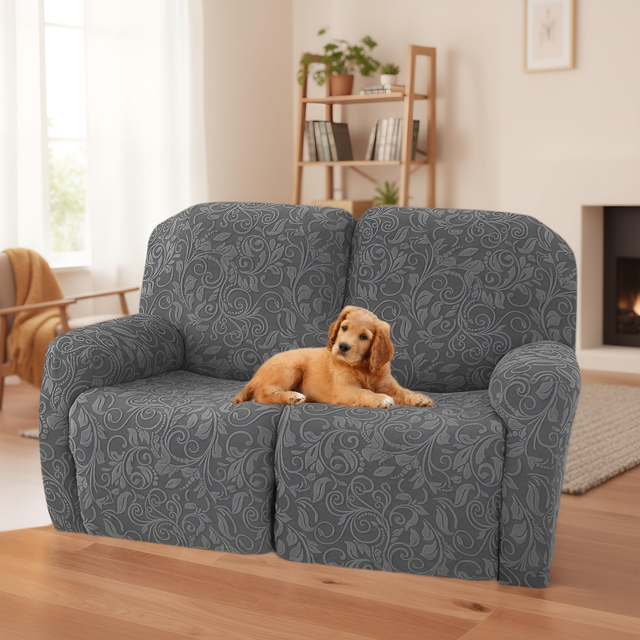 LiveGo Funda para silla reclinable, funda elástica de jacquard para reclinables de 1, 2, 3 plazas, protector de muebles lavable para Lazyboy, sillas eléctricas y fundas de sofá aptas para mascotas