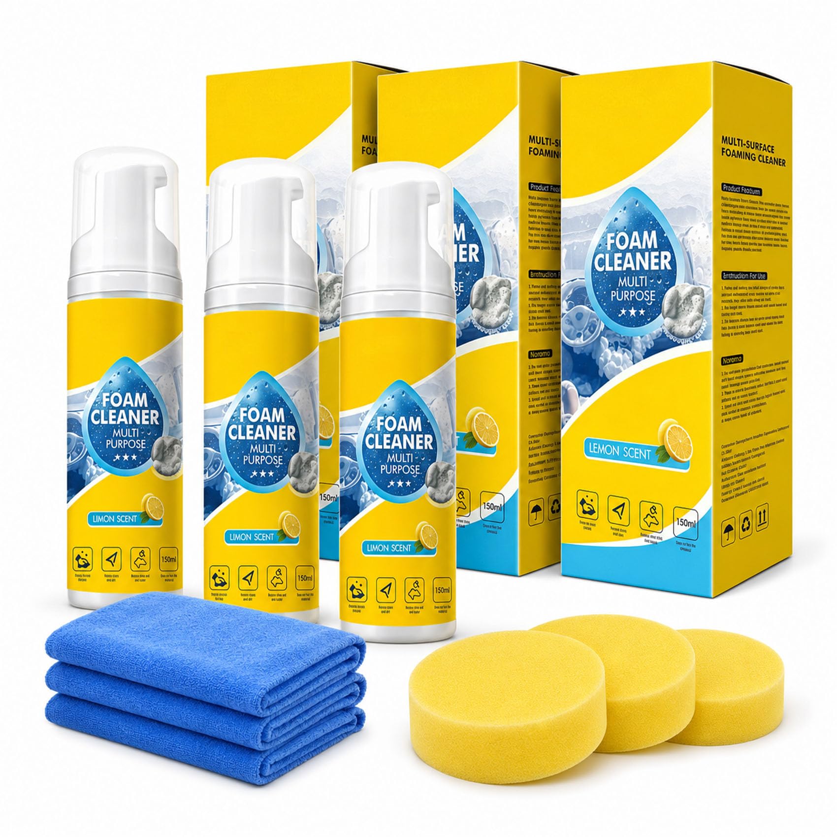 Jeeeun Foam Cleaner all Purpose, Deep Cleaning Foam Cleaner for Car Interior, Dashboard, Seats, Kitchen, Bathroom Tile And Home Surfaces (3pcs)