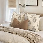 Vintage Floral Print Pillow Covers 18x18 Set of 2 Decorative Neutral Accent Throw Pillow Covers Modern Farmhouse Cushion Covers for Sofa Couch Chair Bed Living Room Home Decor, Light Brown