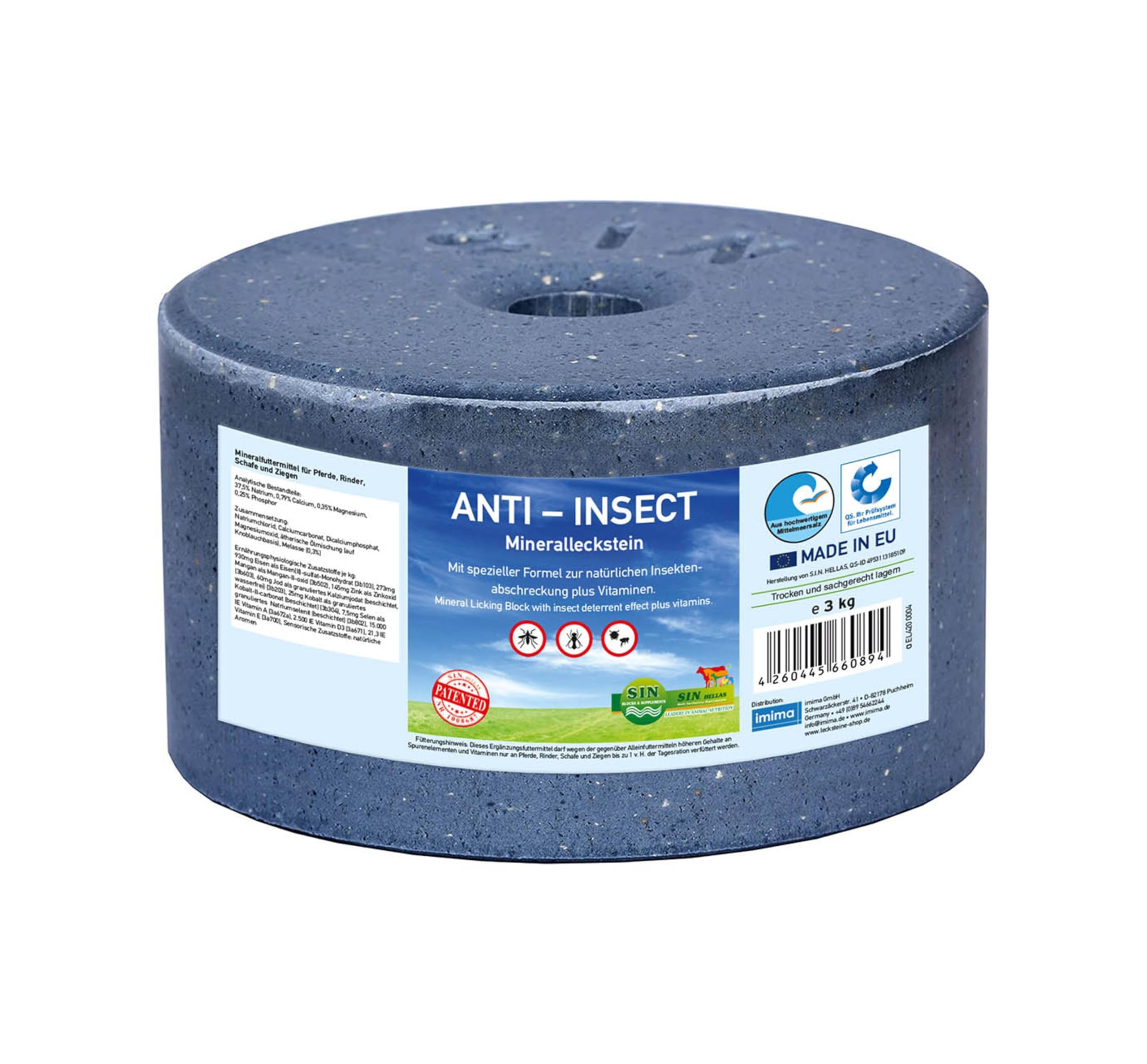Salt Licks for Horses – IMIMA Mineral Anti-Insect 1 x 3kg – For Horses, Sheep, Goats, Wildlife, Cattle – Mineral Block (1 x 3kg)