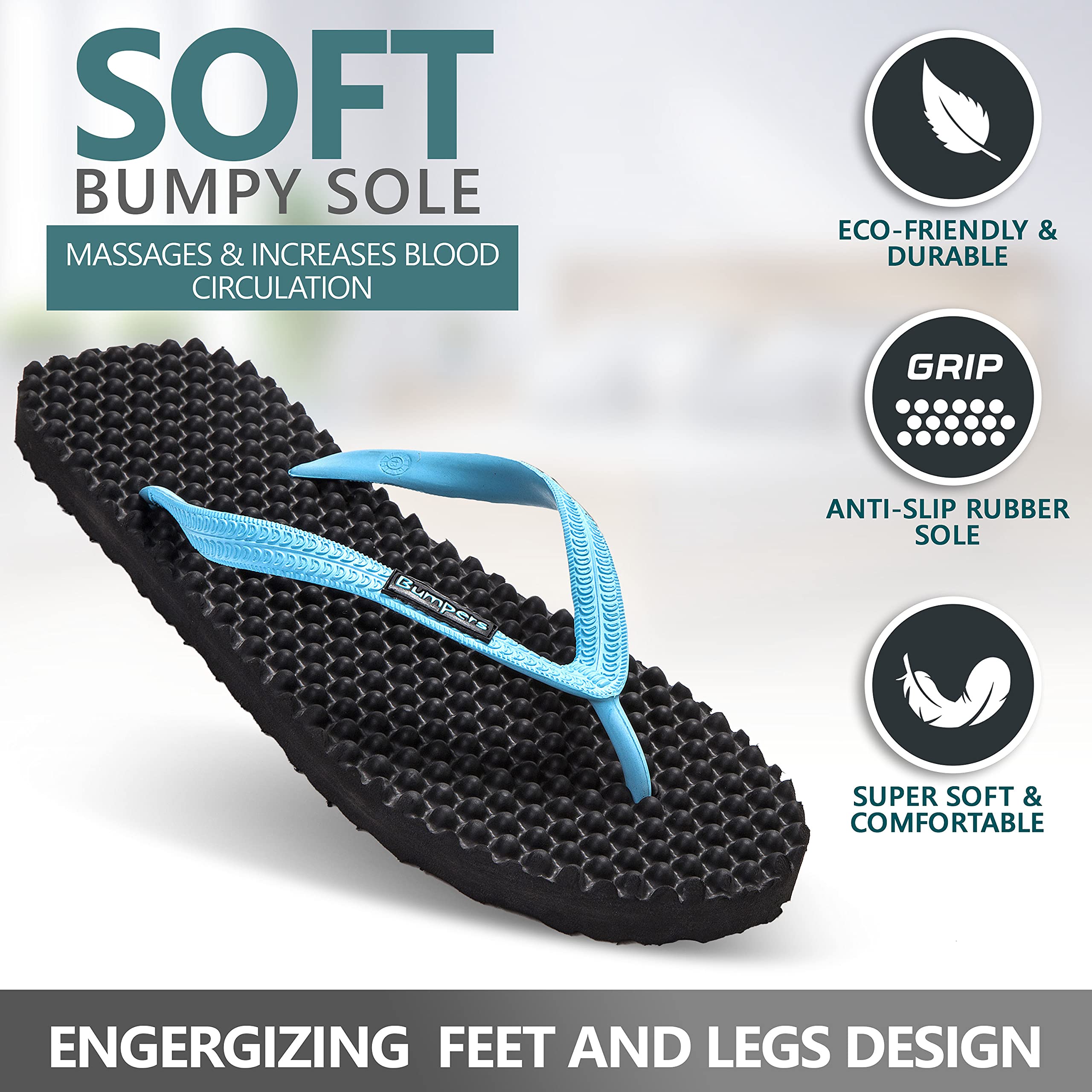 Flip Flops For Men Beach Shower Sandals For Mens, Comfortable Massage  Acupressure Slippers, Indoor Outdoor Footwear