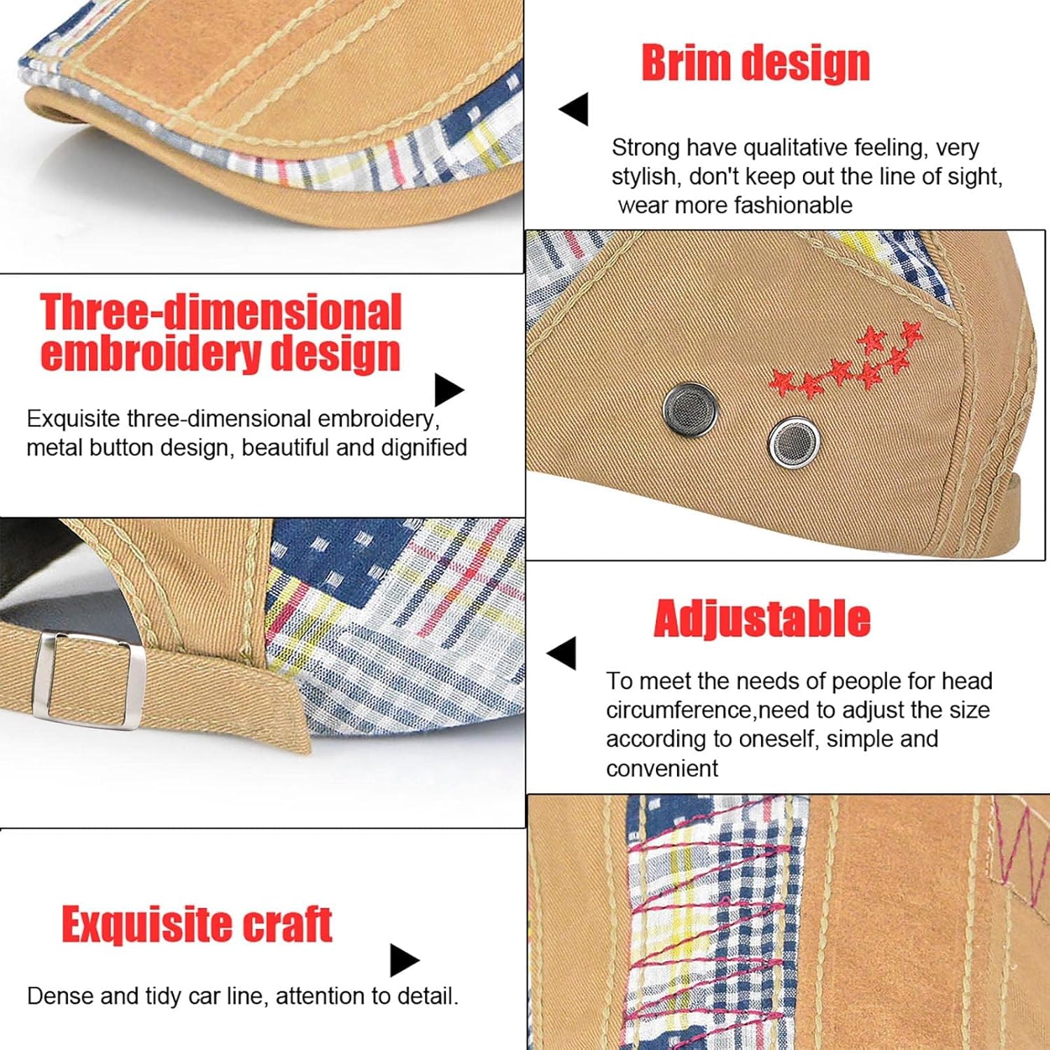 M MOACC Men Beret Hat Cotton Adjustable Newsboy Hats Cabbie Gatsby Cap Driving Flat Caps - Image 6