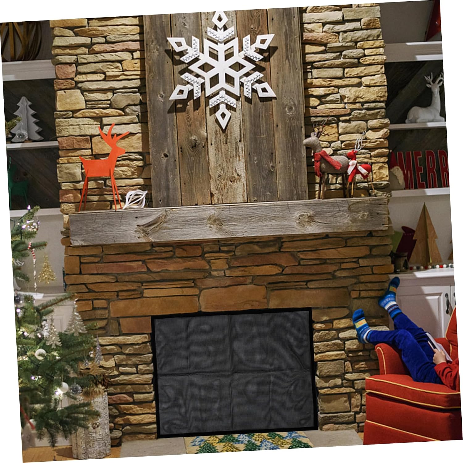 SUPVOX 1set Fireplace Mesh Screen Panel Hearth Accessory for Pet Safety Easy to Install Fireproof Material Elegant Design for Home Decor