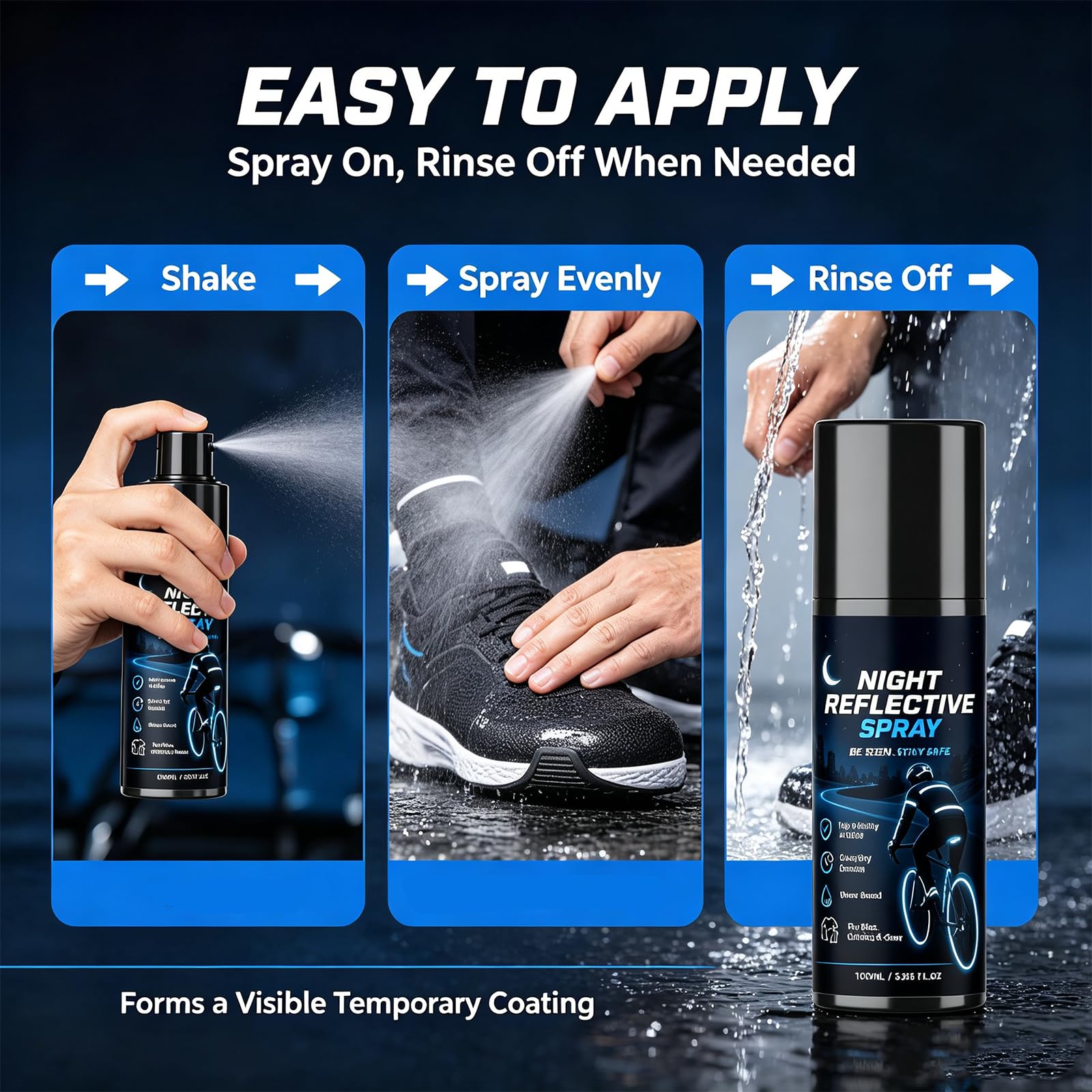 Nachtreflektierendes Spray, Night Reflective Spray Paint, Nighttime Cycling Reflective Spray, Schnelltrocknendes Reflektieren Nachtspray für Outdoor-Aktivitäten wie Radfahren und Laufen，5 Flaschen