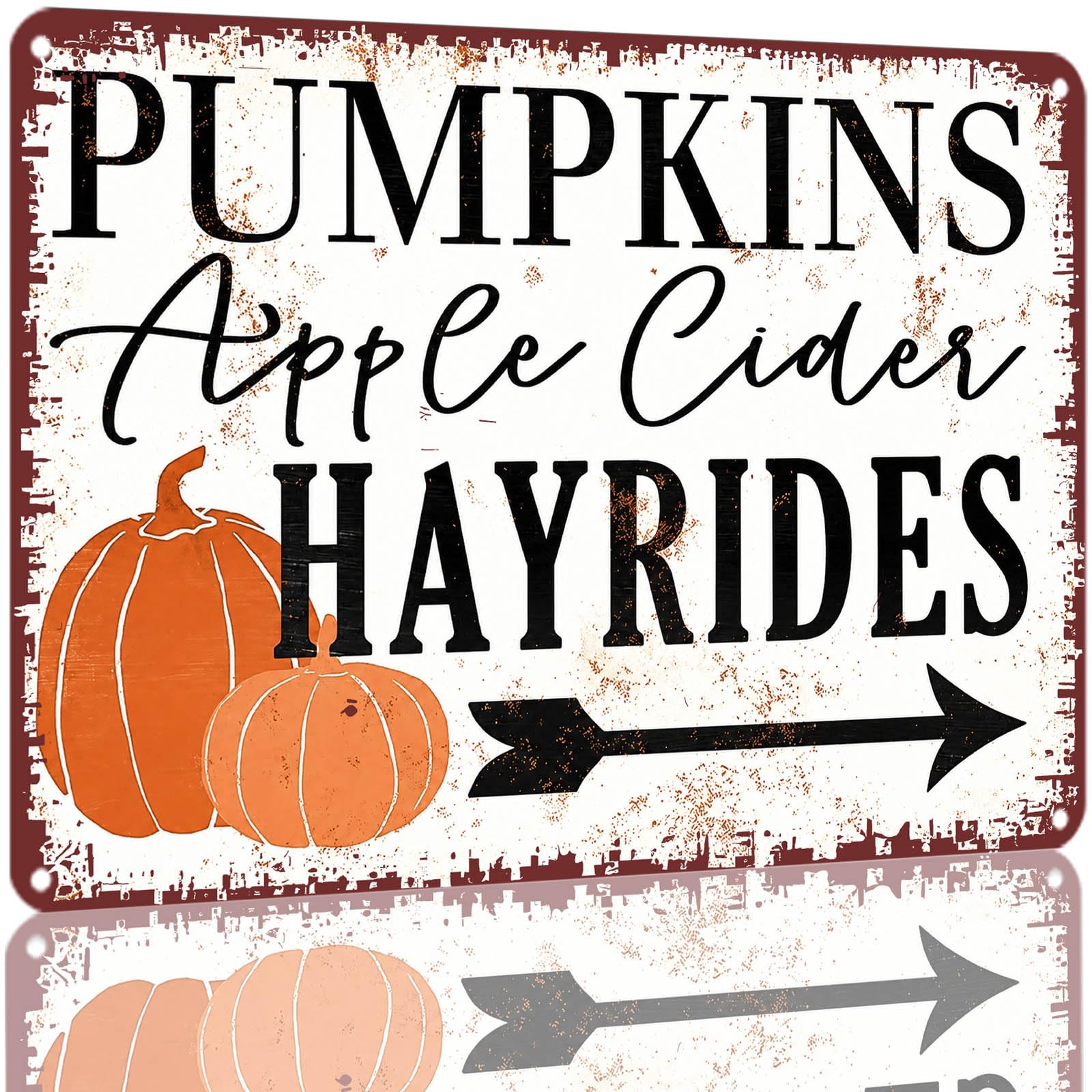 Kwqdozf As Pic 8X12 Inch Aluminum Metal Sign Pumpkins Cider Hayrides Arrow Fall Autumn Dec